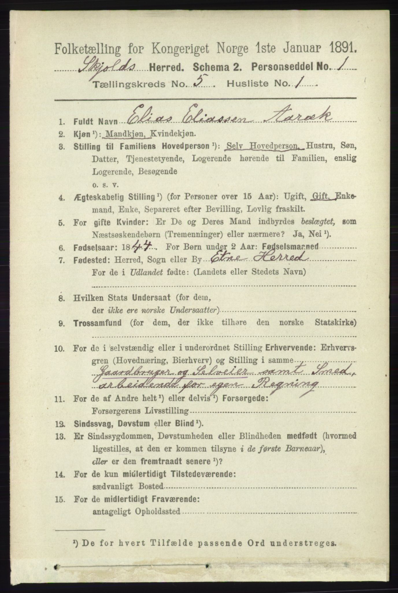 RA, 1891 census for 1154 Skjold, 1891, p. 769