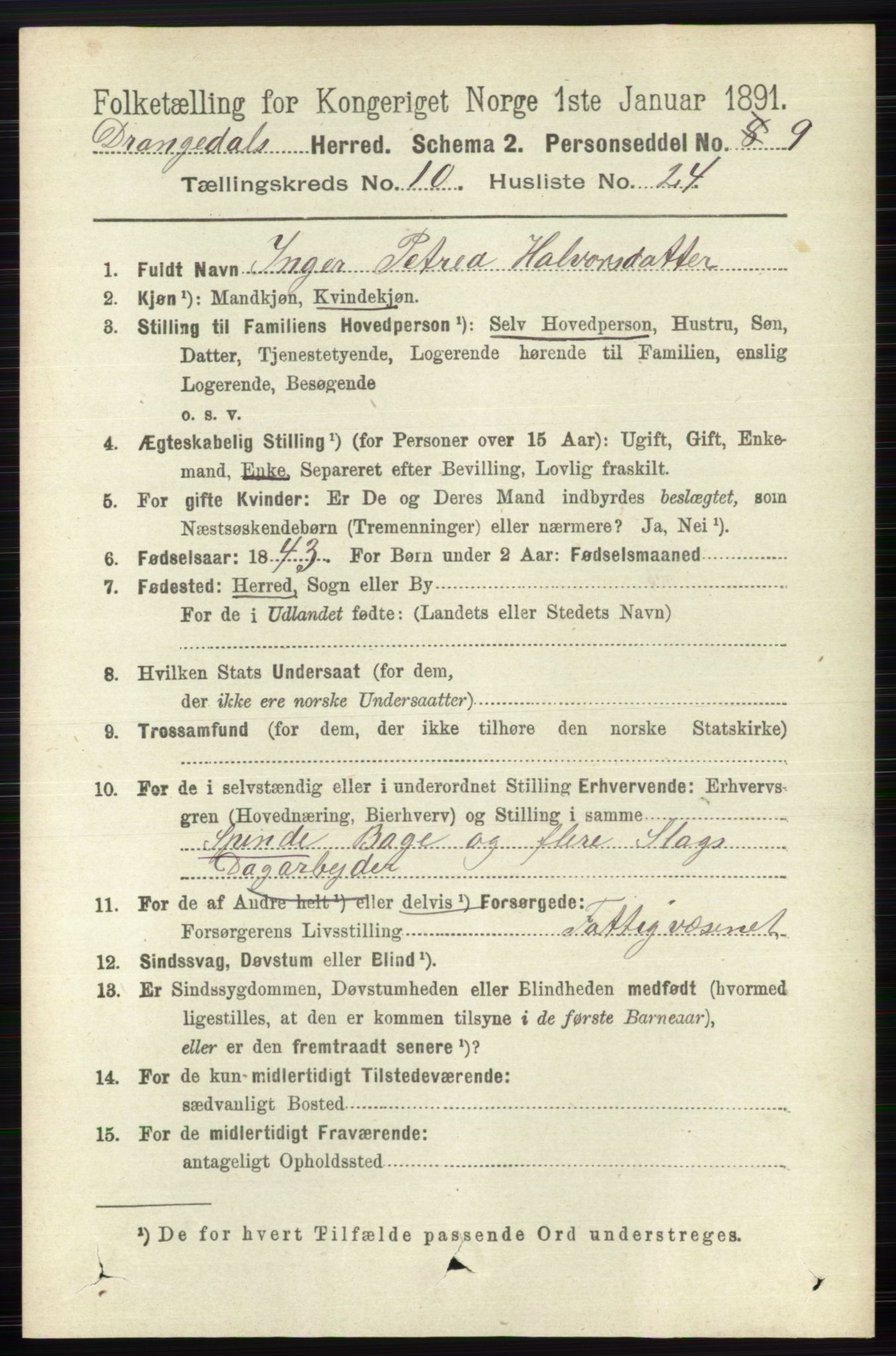 RA, 1891 census for 0817 Drangedal, 1891, p. 3572