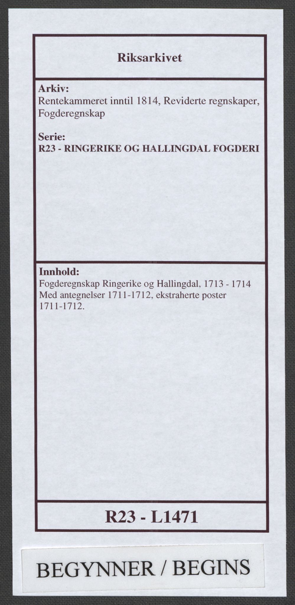 Rentekammeret inntil 1814, Reviderte regnskaper, Fogderegnskap, AV/RA-EA-4092/R23/L1471: Fogderegnskap Ringerike og Hallingdal, 1713-1714, p. 1