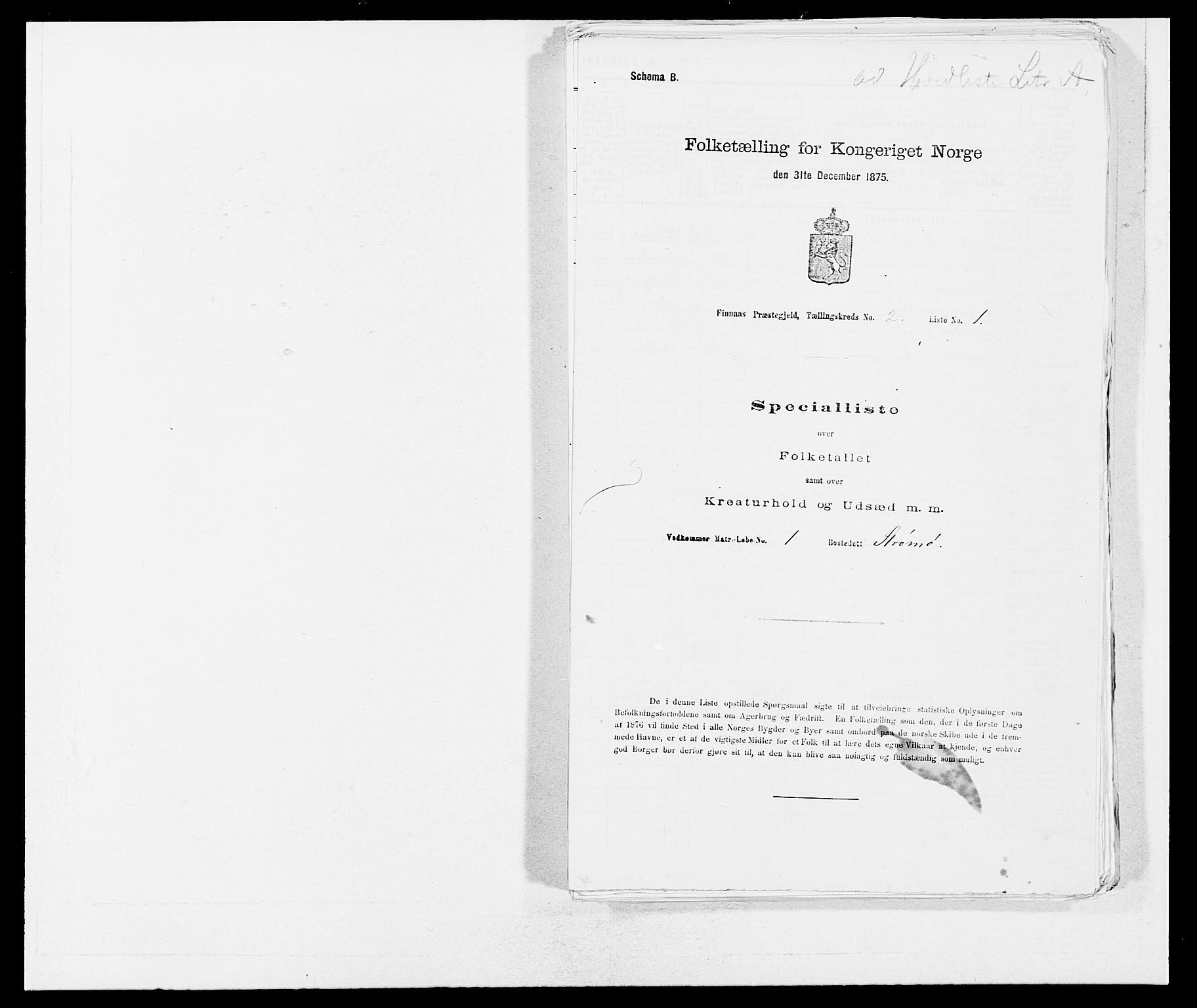 SAB, 1875 census for 1218P Finnås, 1875, p. 232