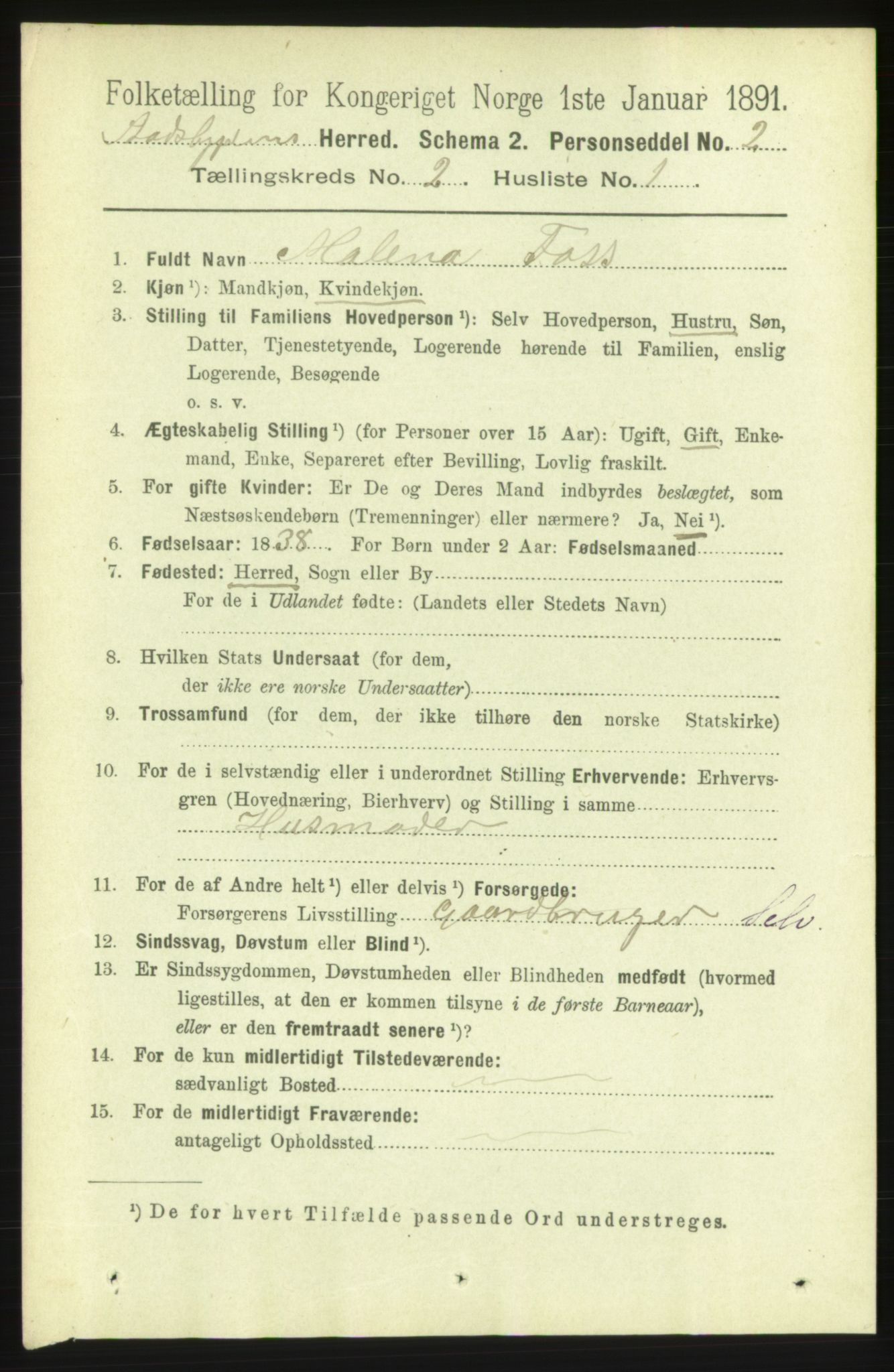 RA, 1891 census for 1625 Stadsbygd, 1891, p. 779