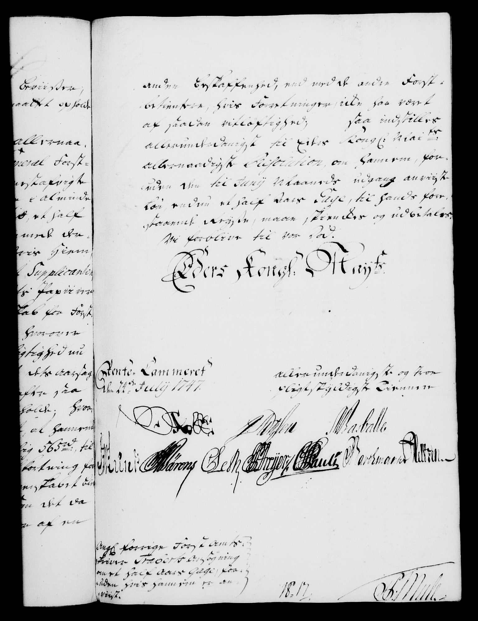 Rentekammeret, Kammerkanselliet, RA/EA-3111/G/Gf/Gfa/L0029: Norsk relasjons- og resolusjonsprotokoll (merket RK 52.29), 1746-1747, p. 464