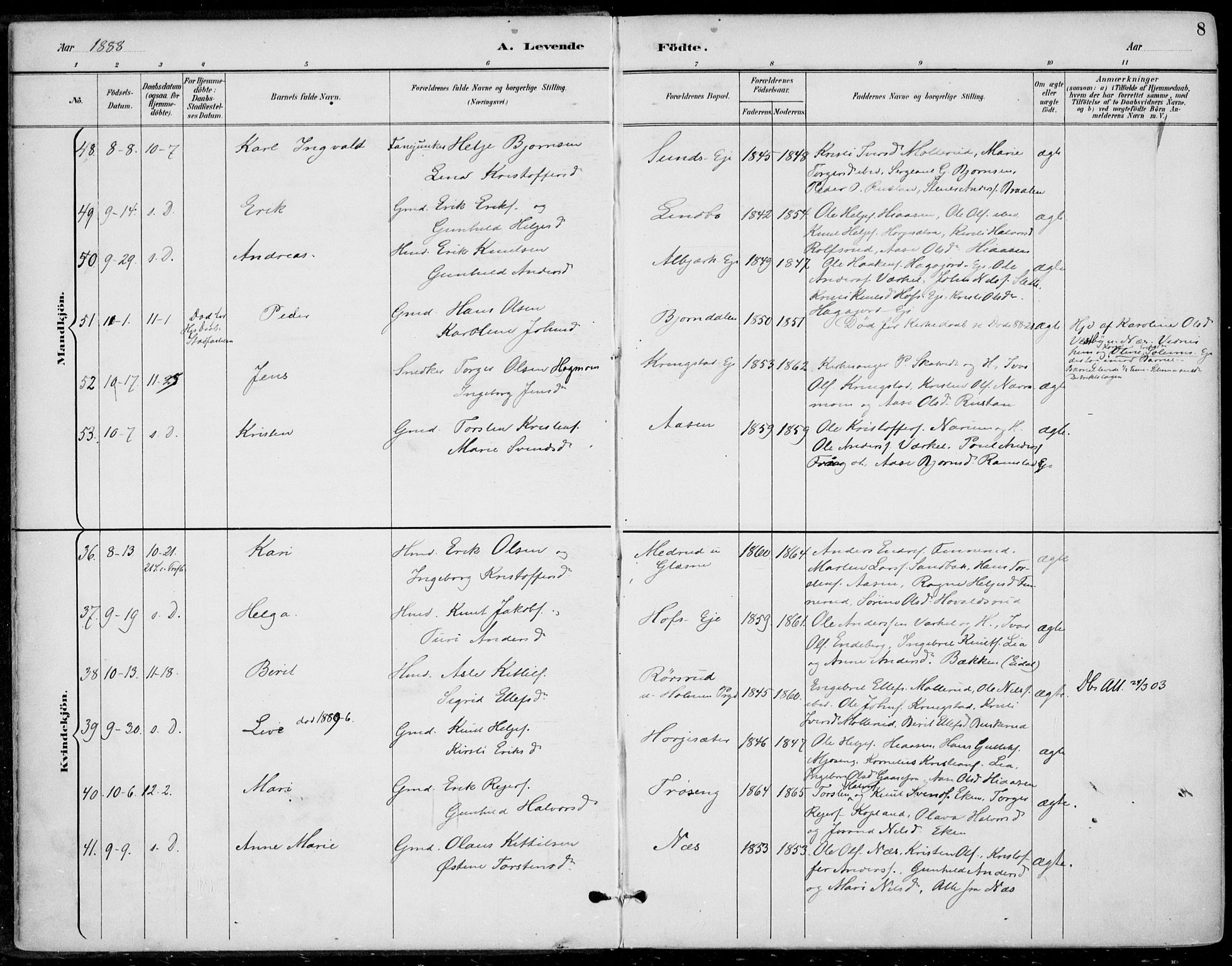 Sigdal kirkebøker, AV/SAKO-A-245/F/Fb/L0001: Parish register (official) no. II 1, 1888-1900, p. 8