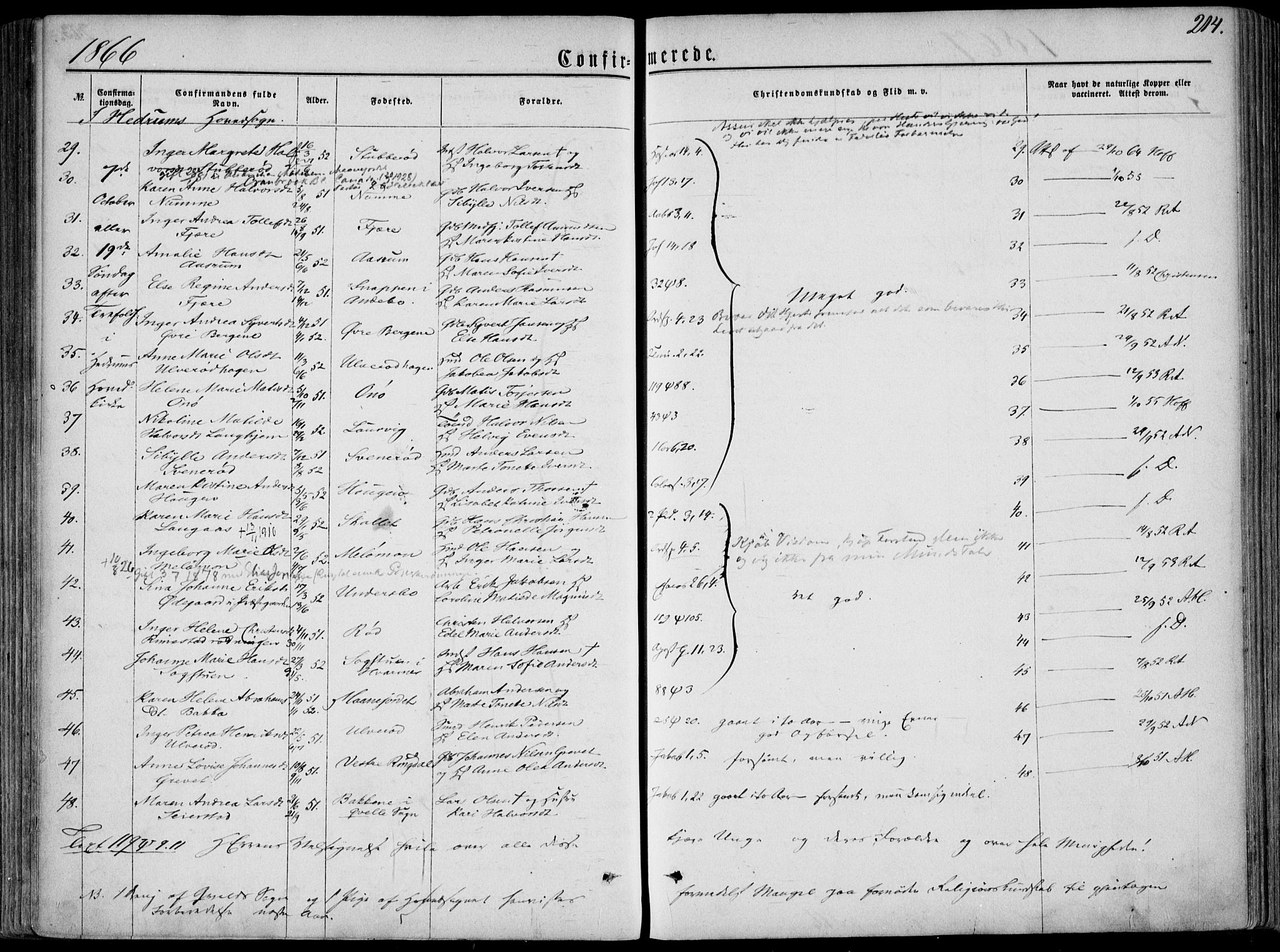 Hedrum kirkebøker, AV/SAKO-A-344/F/Fa/L0007: Parish register (official) no. I 7, 1857-1868, p. 214