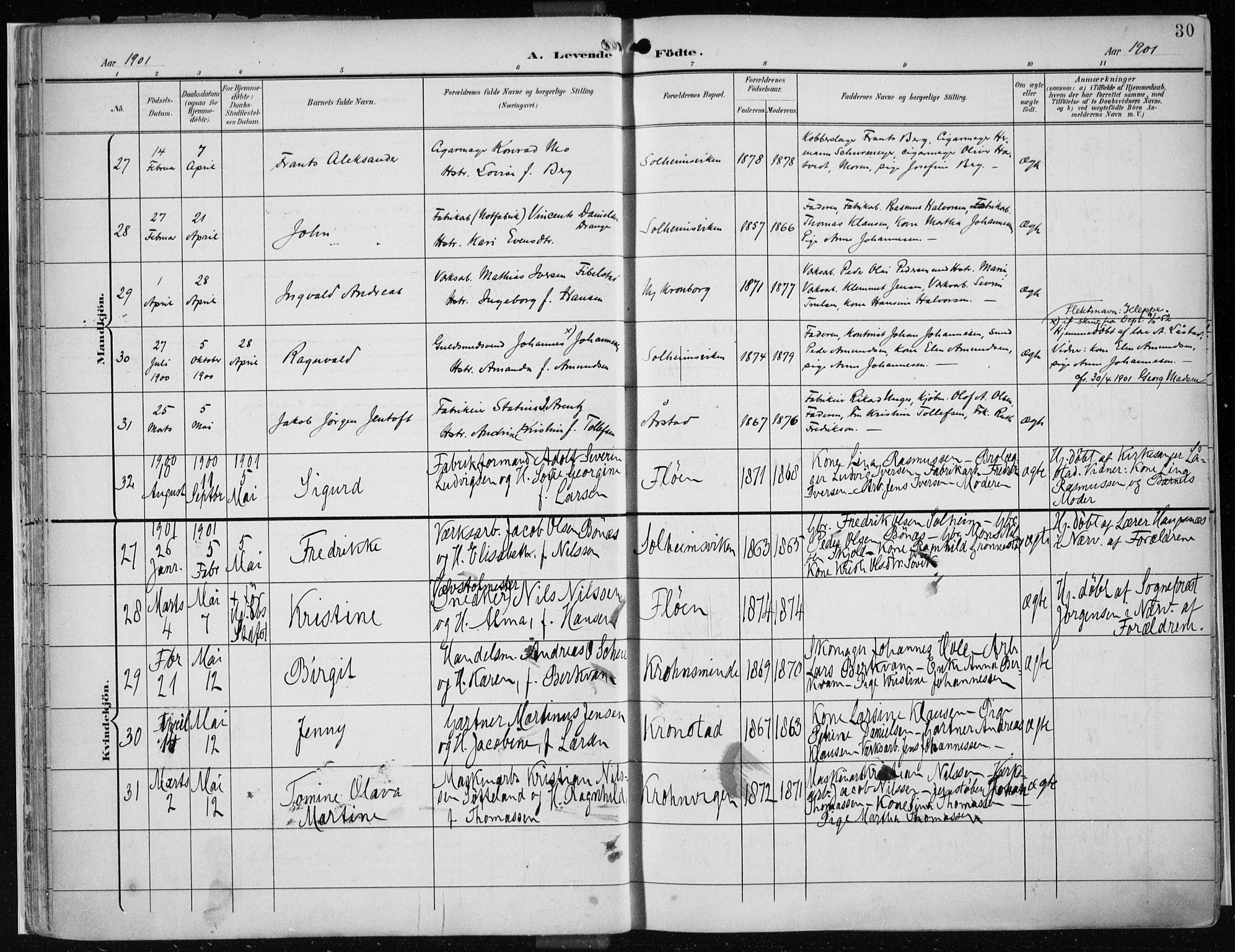 Årstad Sokneprestembete, AV/SAB-A-79301/H/Haa/L0002: Parish register (official) no. A 2, 1899-1914, p. 30