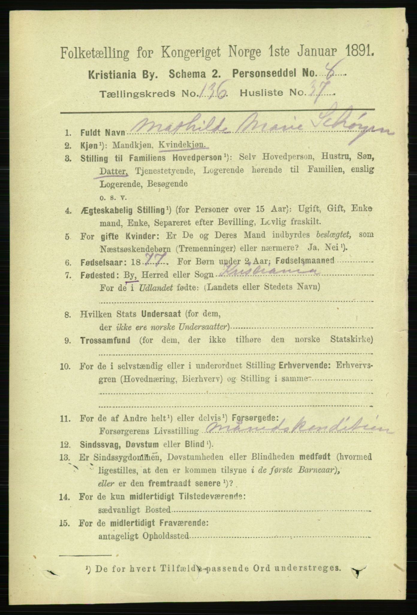 RA, 1891 census for 0301 Kristiania, 1891, p. 76150