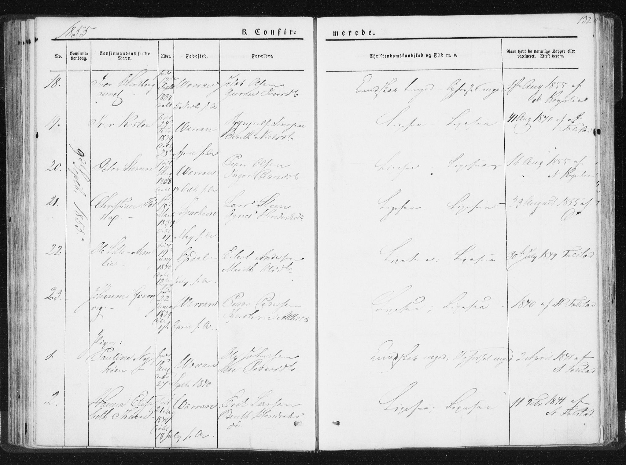 Ministerialprotokoller, klokkerbøker og fødselsregistre - Nord-Trøndelag, SAT/A-1458/744/L0418: Parish register (official) no. 744A02, 1843-1866, p. 132