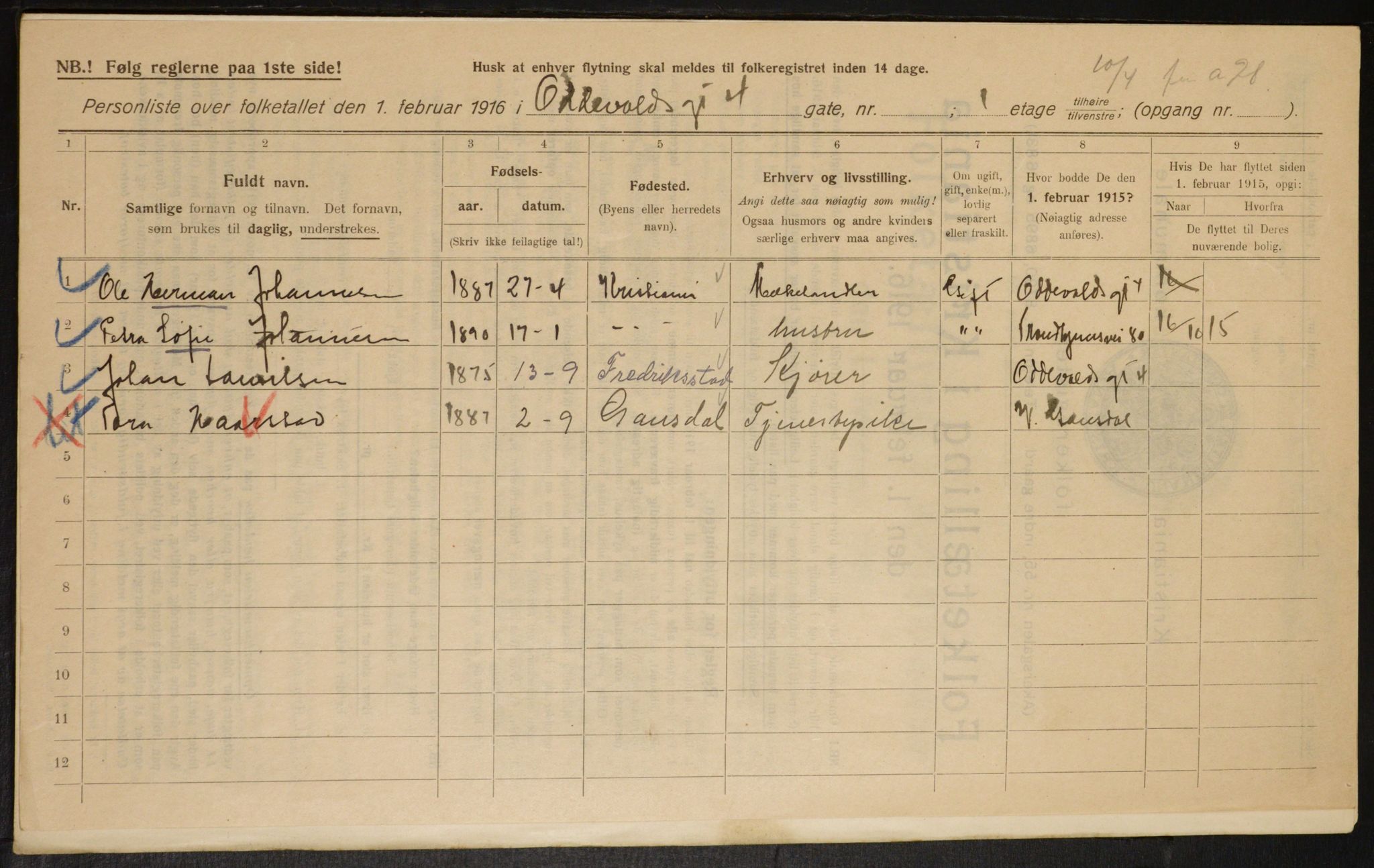 OBA, Municipal Census 1916 for Kristiania, 1916, p. 76243