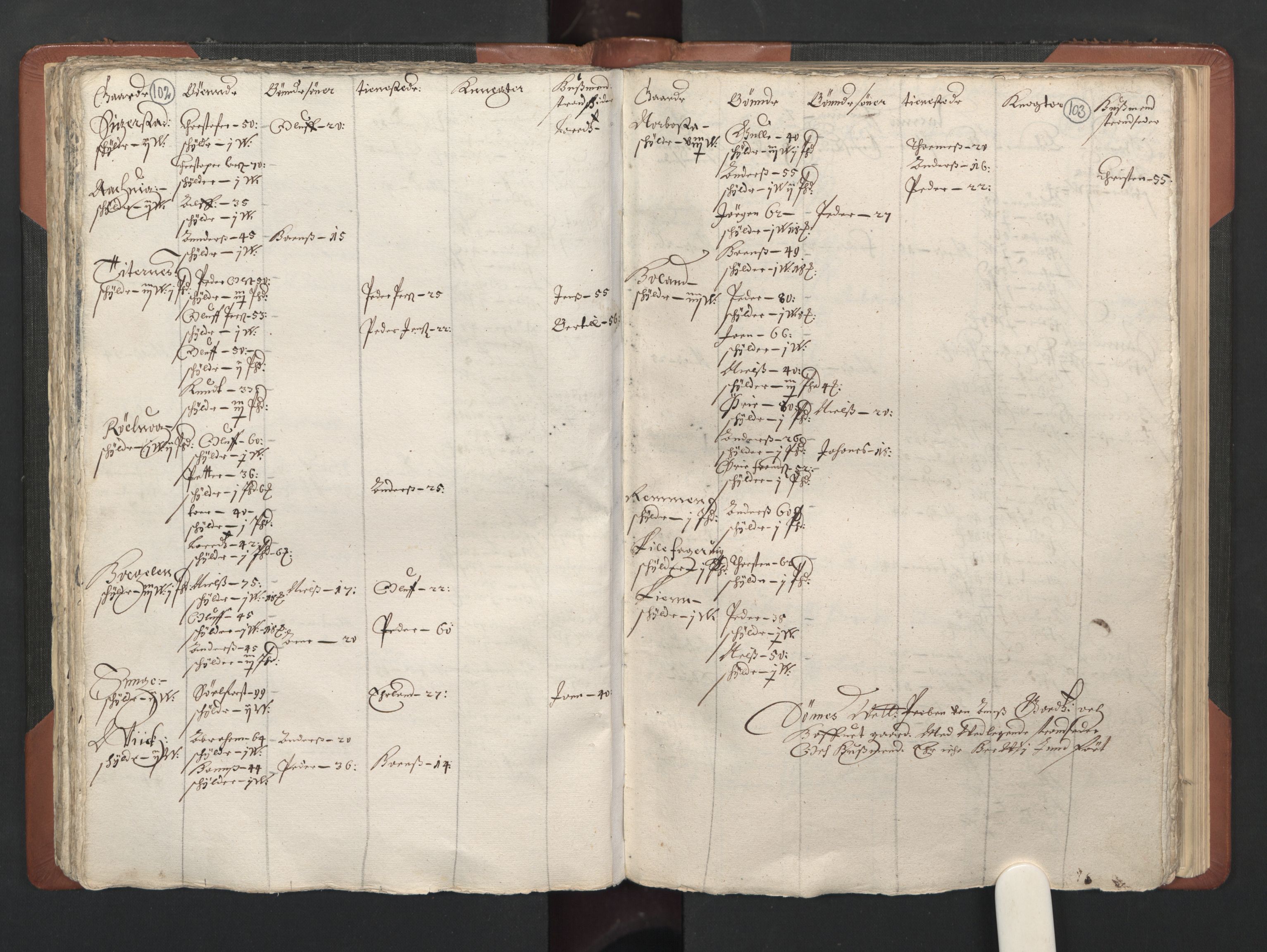 RA, Bailiff's Census 1664-1666, no. 20: Modern Nordland county, modern Troms county and modern Finnmark county, 1665, p. 102-103