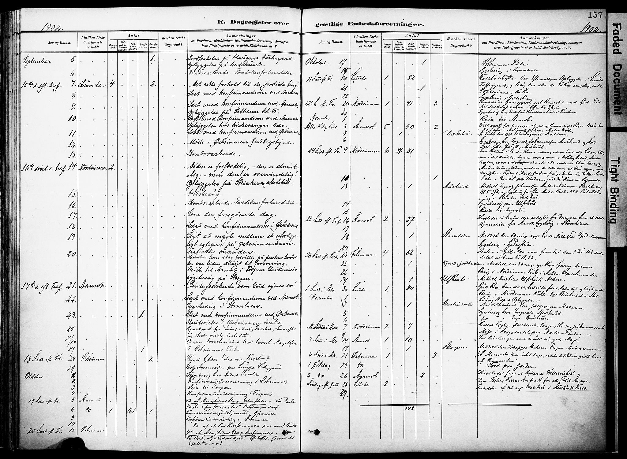 Nordre Land prestekontor, SAH/PREST-124/H/Ha/Haa/L0006: Parish register (official) no. 6, 1897-1914, p. 157