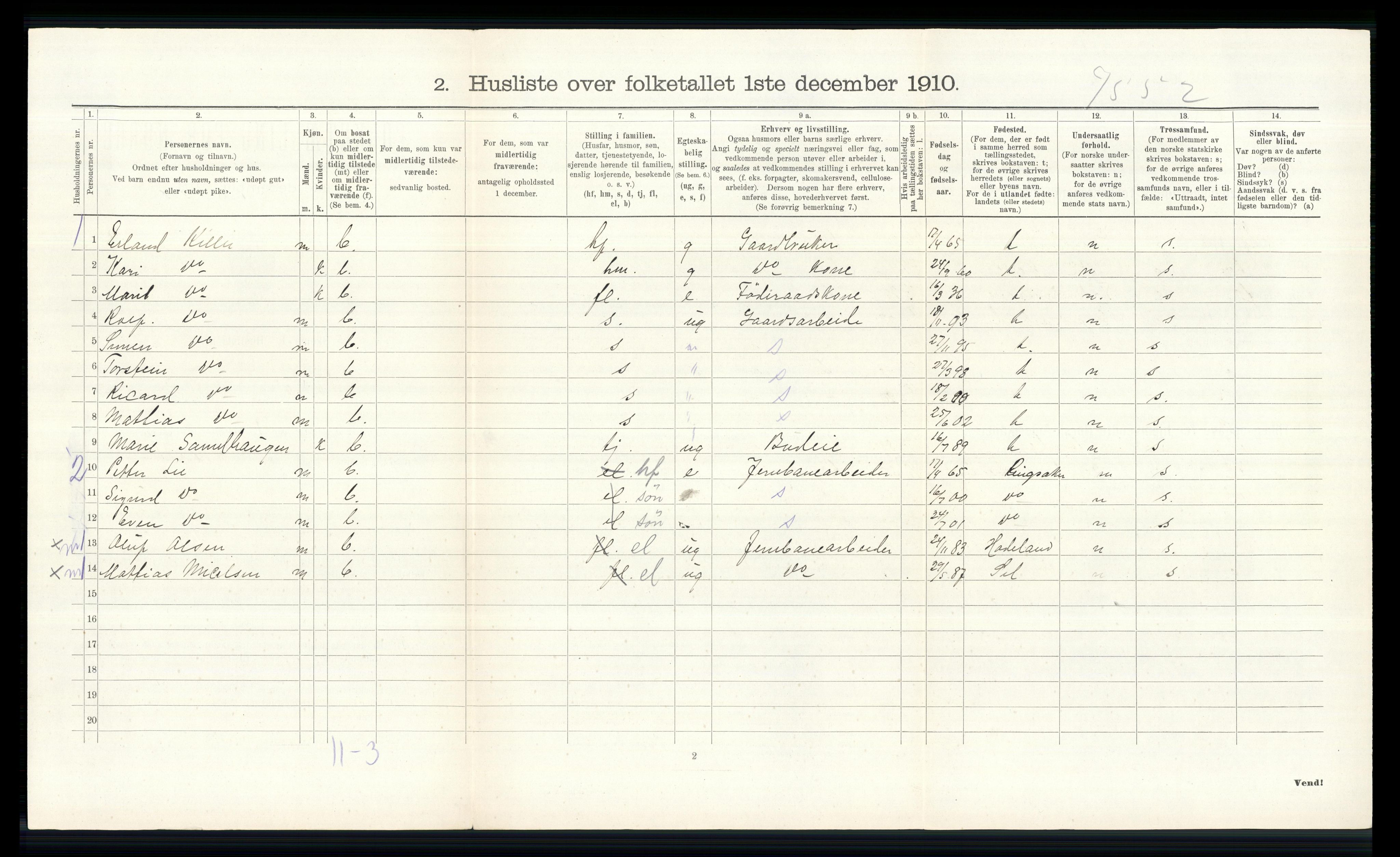 RA, 1910 census for Dovre, 1910, p. 210