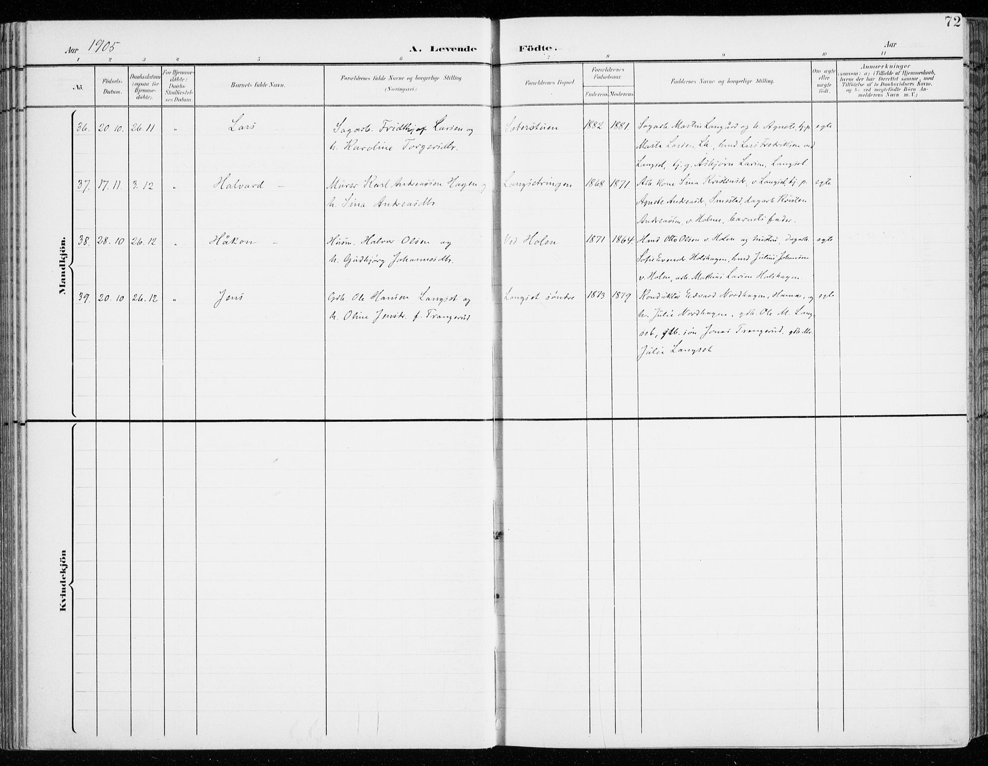 Fåberg prestekontor, SAH/PREST-086/H/Ha/Haa/L0011: Parish register (official) no. 11, 1899-1913, p. 72