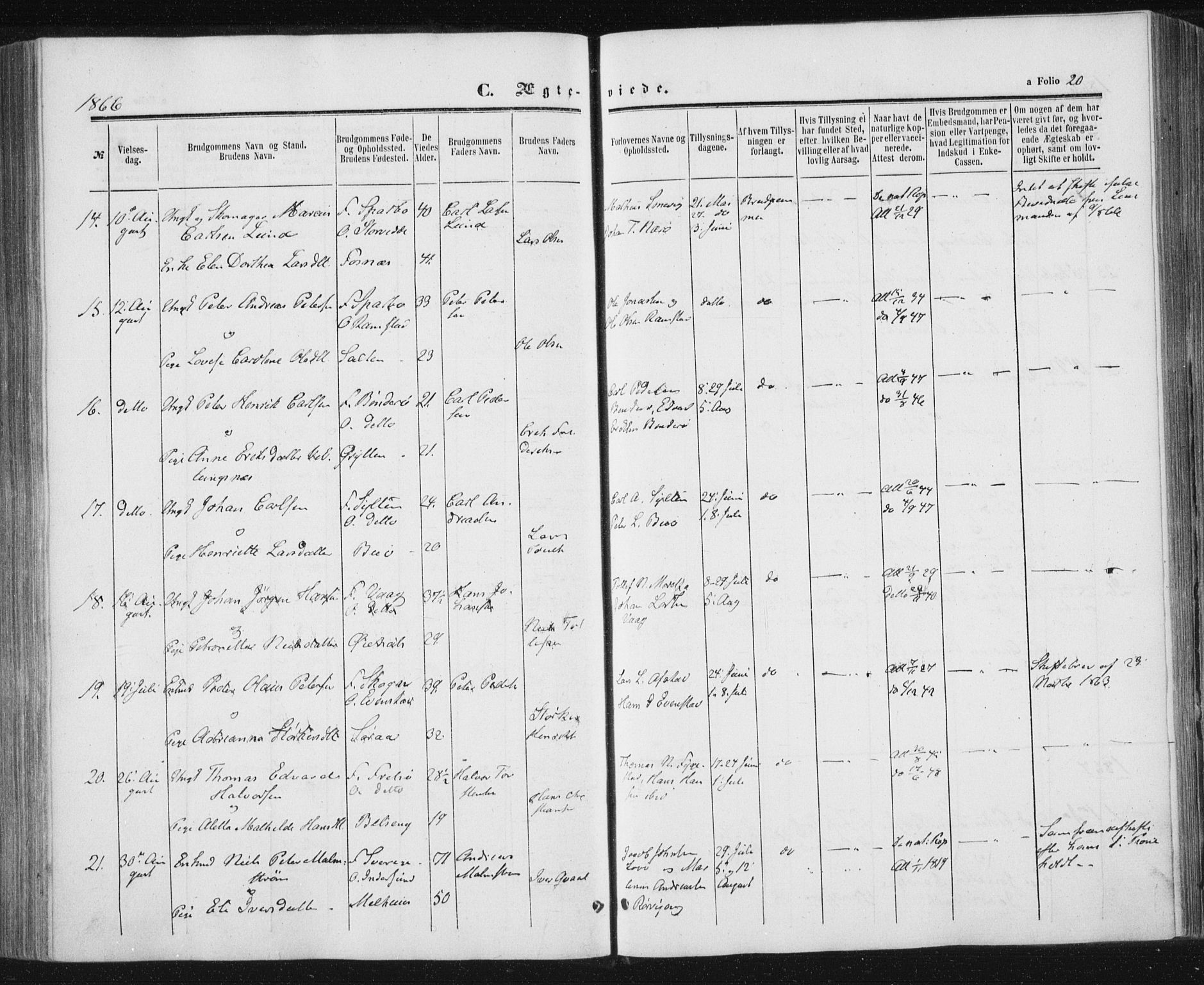 Ministerialprotokoller, klokkerbøker og fødselsregistre - Nord-Trøndelag, SAT/A-1458/784/L0670: Parish register (official) no. 784A05, 1860-1876, p. 20