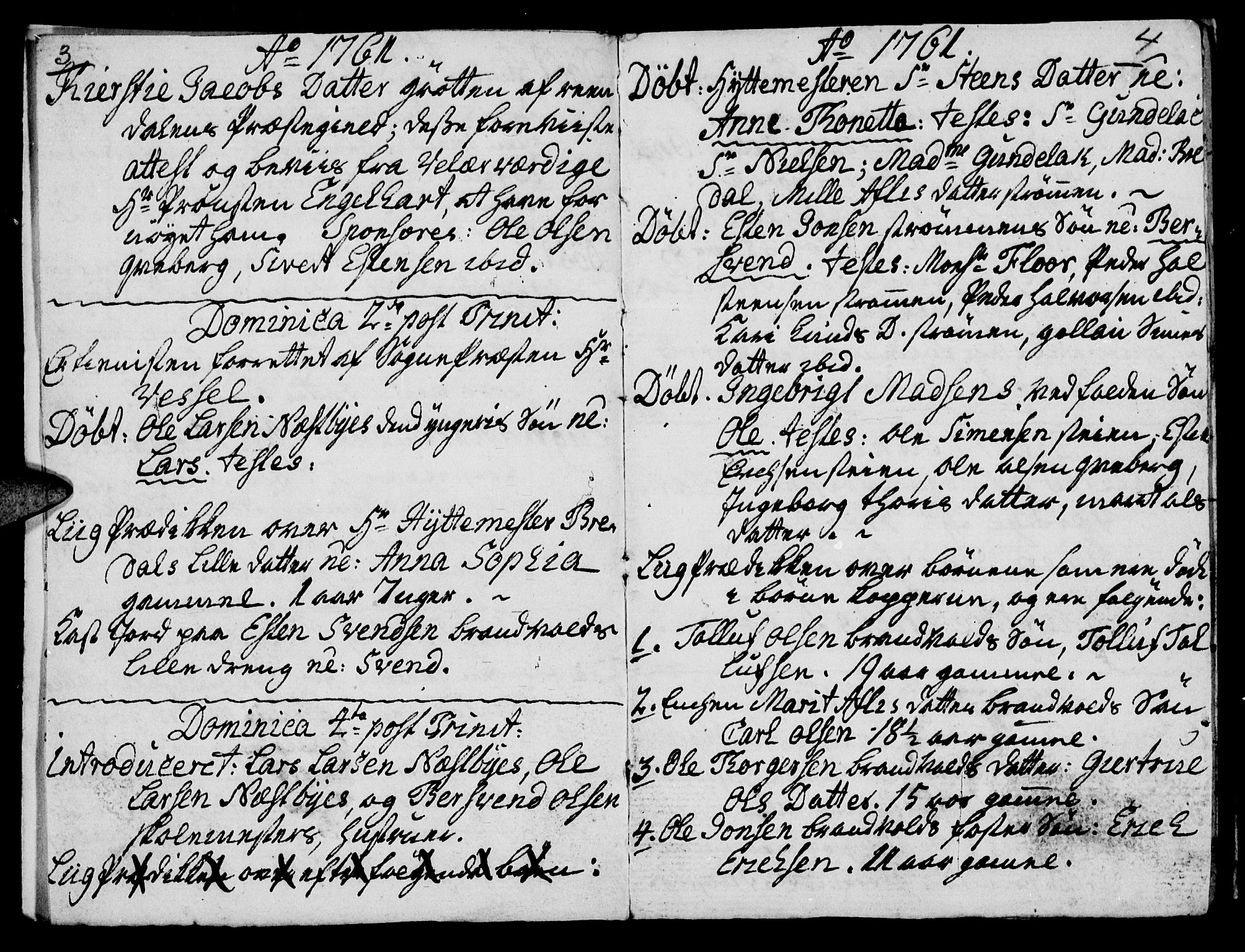 Tynset prestekontor, SAH/PREST-058/H/Ha/Haa/L0004: Parish register (official) no. 4, 1761-1763, p. 3-4
