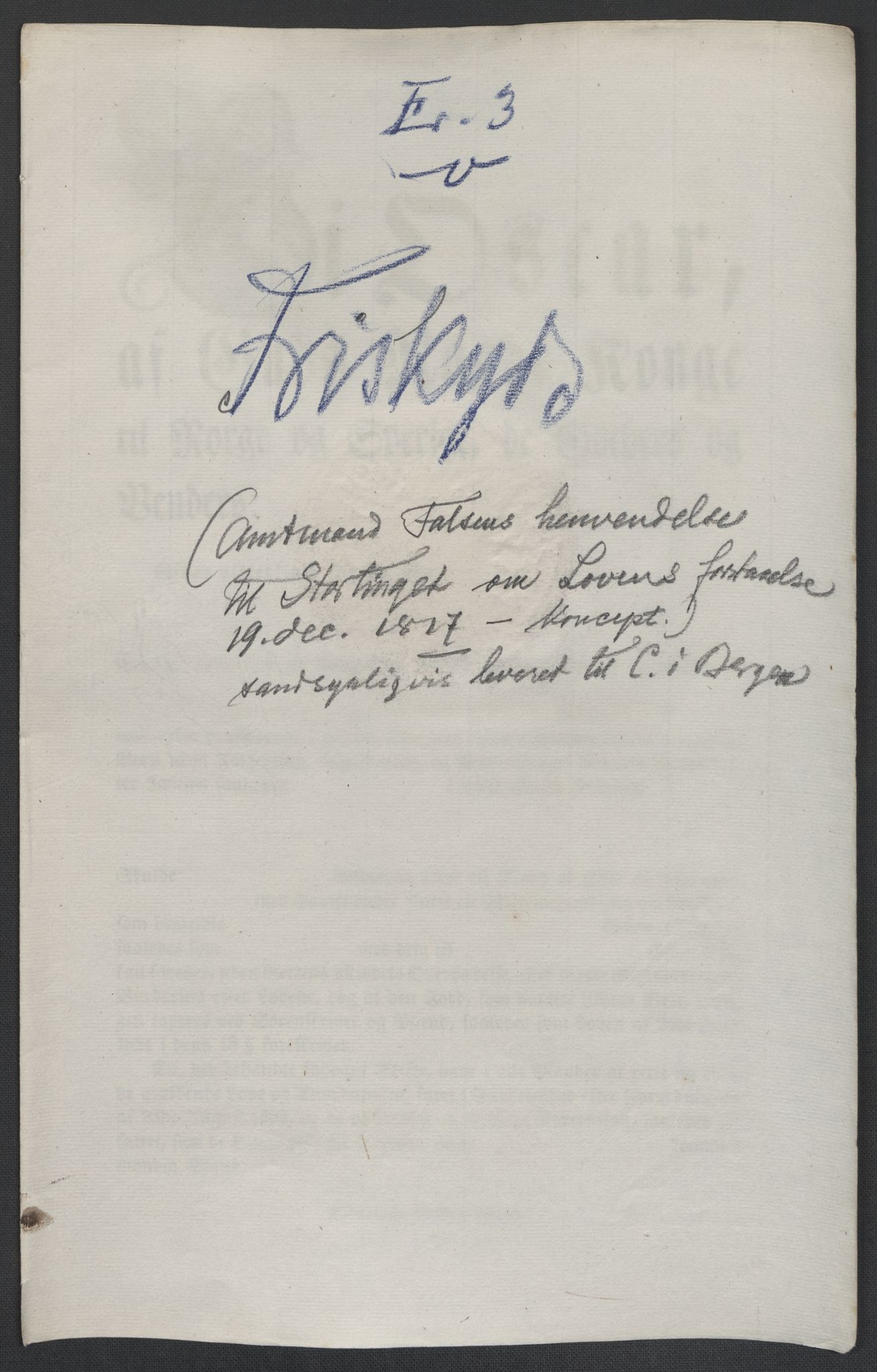 Christie, Wilhelm Frimann Koren, RA/PA-0014/F/L0005: Christies dokumenter fra Stortinget, 1815-1816, p. 587