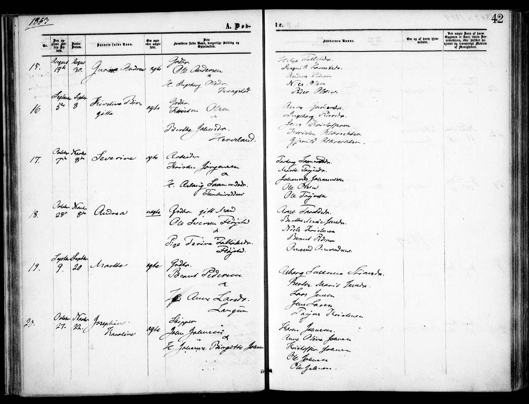 Austre Moland sokneprestkontor, AV/SAK-1111-0001/F/Fa/Faa/L0008: Parish register (official) no. A 8, 1858-1868, p. 42