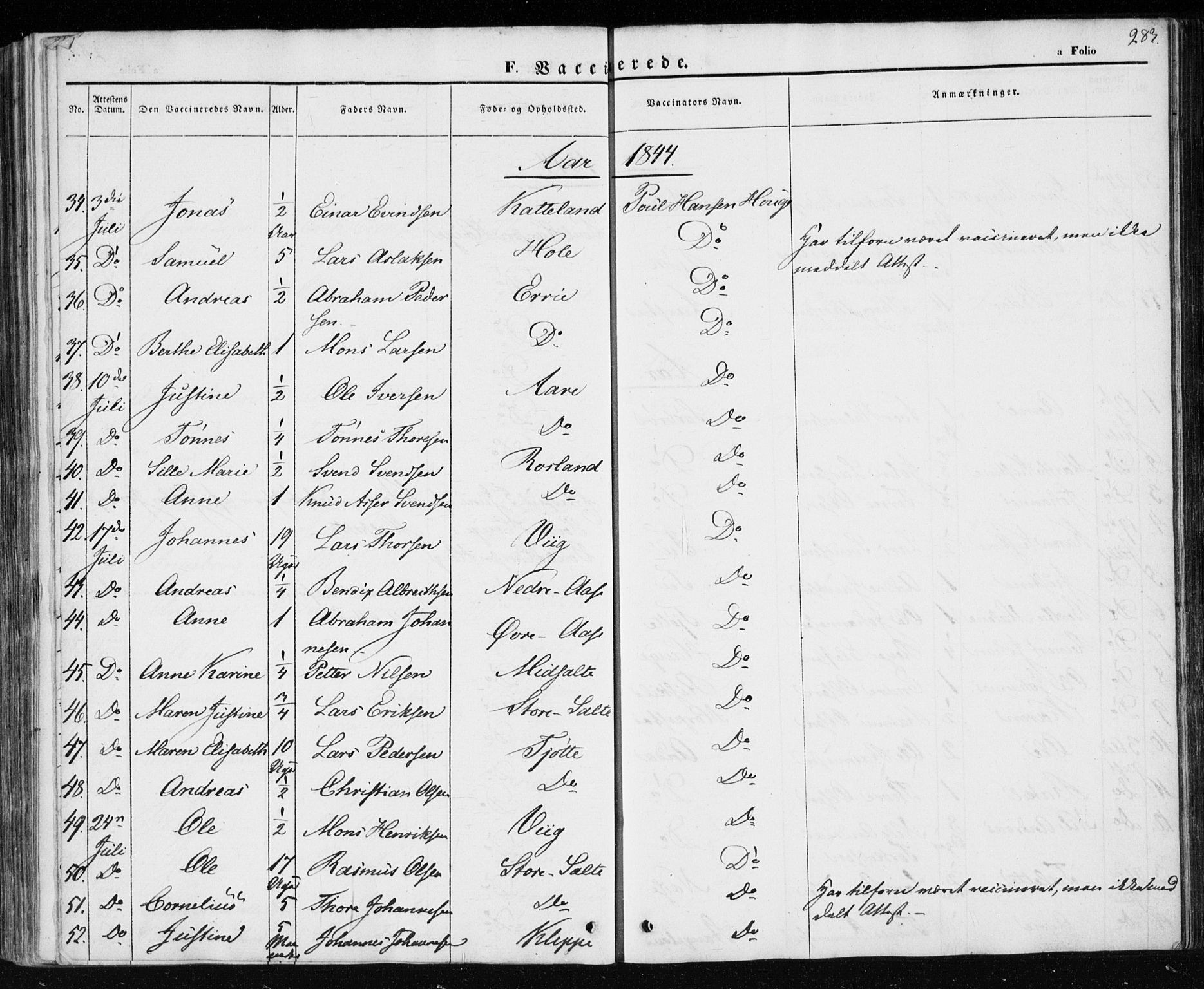 Klepp sokneprestkontor, AV/SAST-A-101803/001/3/30BA/L0004: Parish register (official) no. A 4, 1842-1852, p. 283