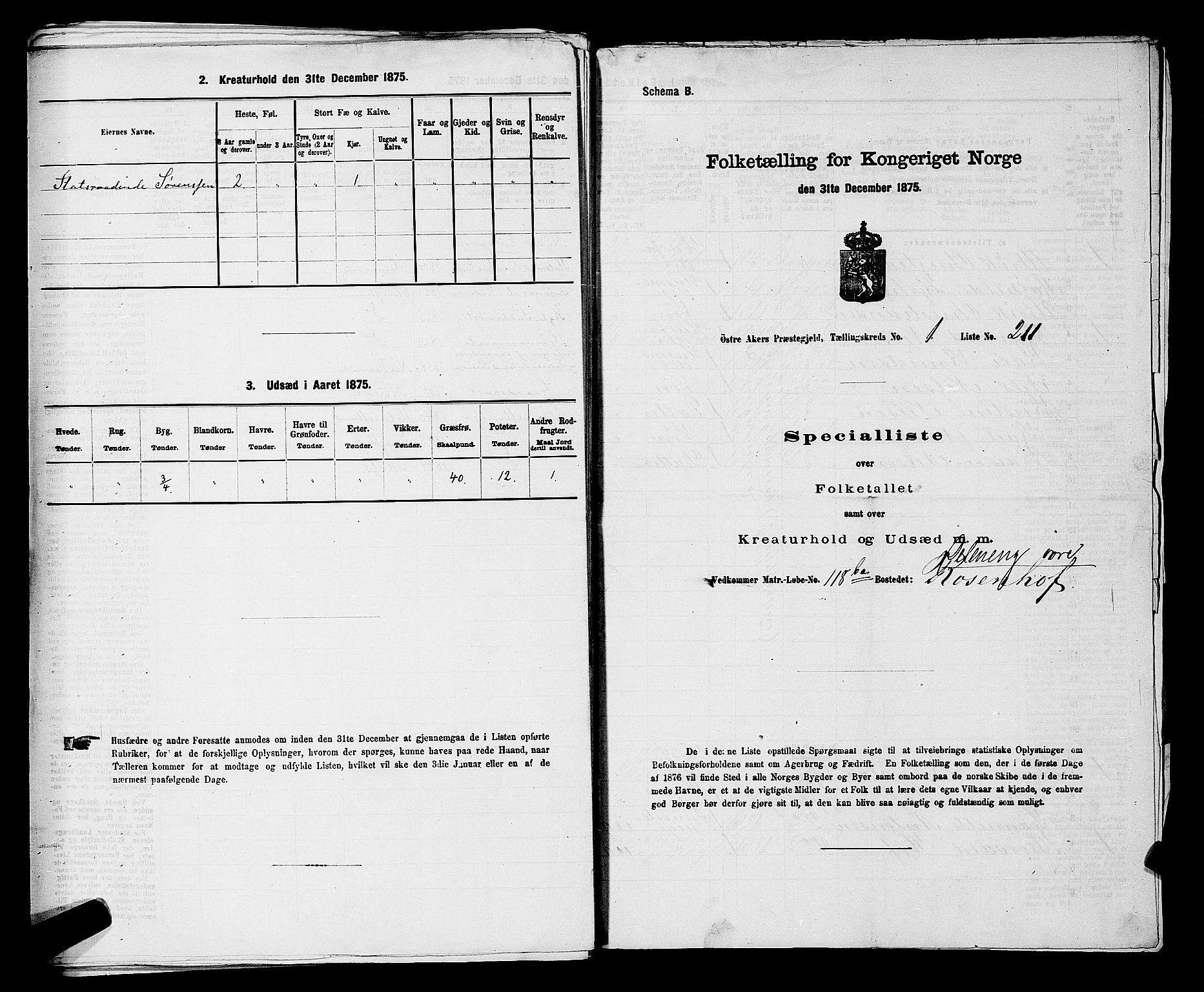 RA, 1875 census for 0218bP Østre Aker, 1875, p. 854