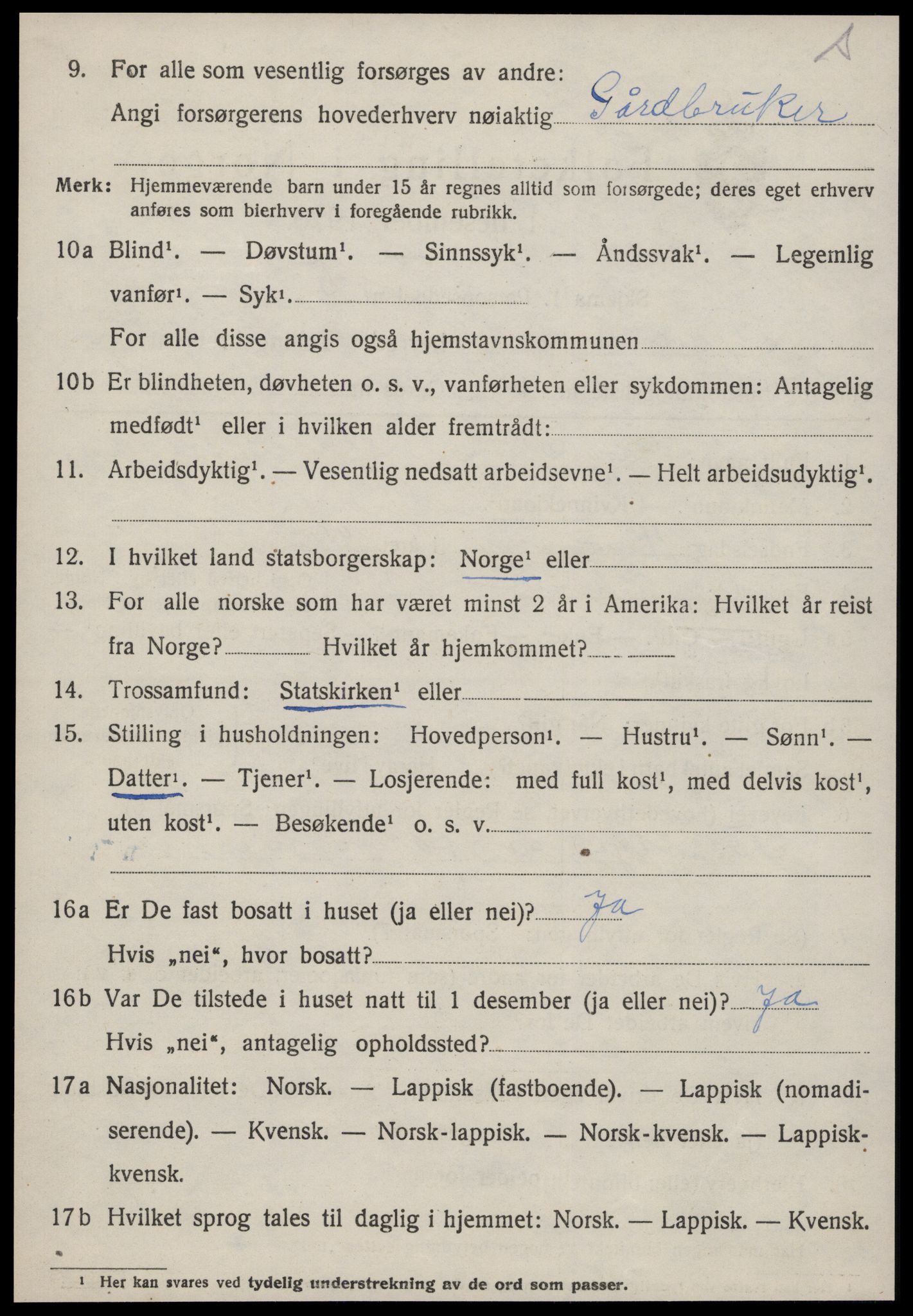 SAT, 1920 census for Budal, 1920, p. 489