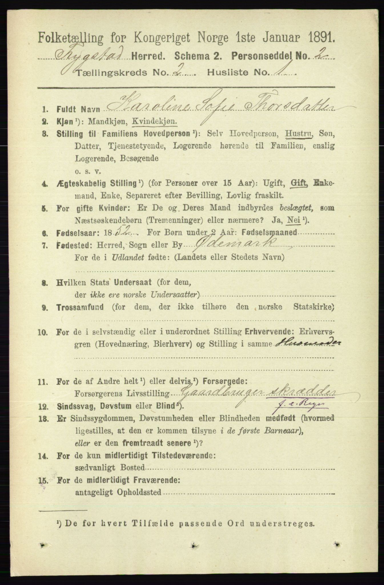 RA, 1891 Census for 0122 Trøgstad, 1891, p. 549