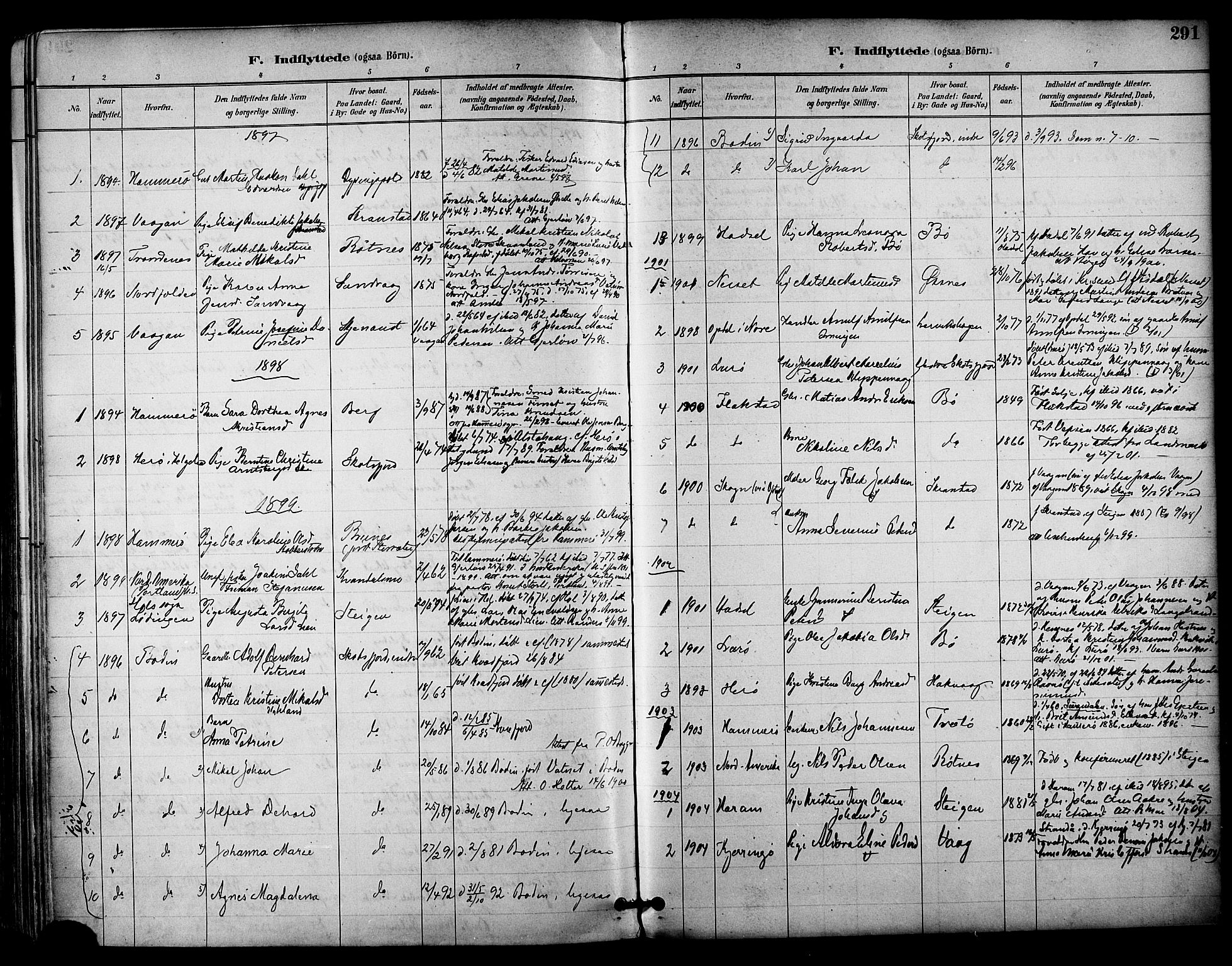 Ministerialprotokoller, klokkerbøker og fødselsregistre - Nordland, AV/SAT-A-1459/855/L0803: Parish register (official) no. 855A11, 1887-1905, p. 291