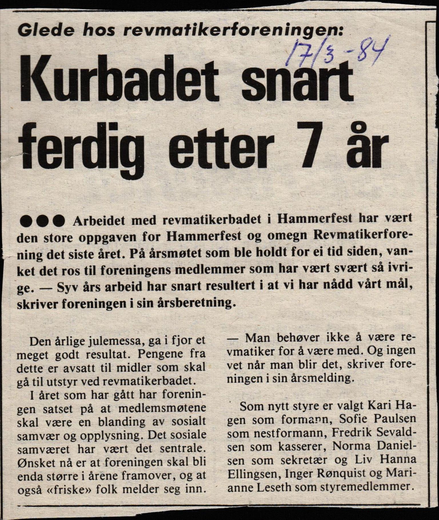 Øksfjord sanitetsforening , FMFB/A-1200/Aa/L0002: Møteprotokoll, 1964-1986, p. 188