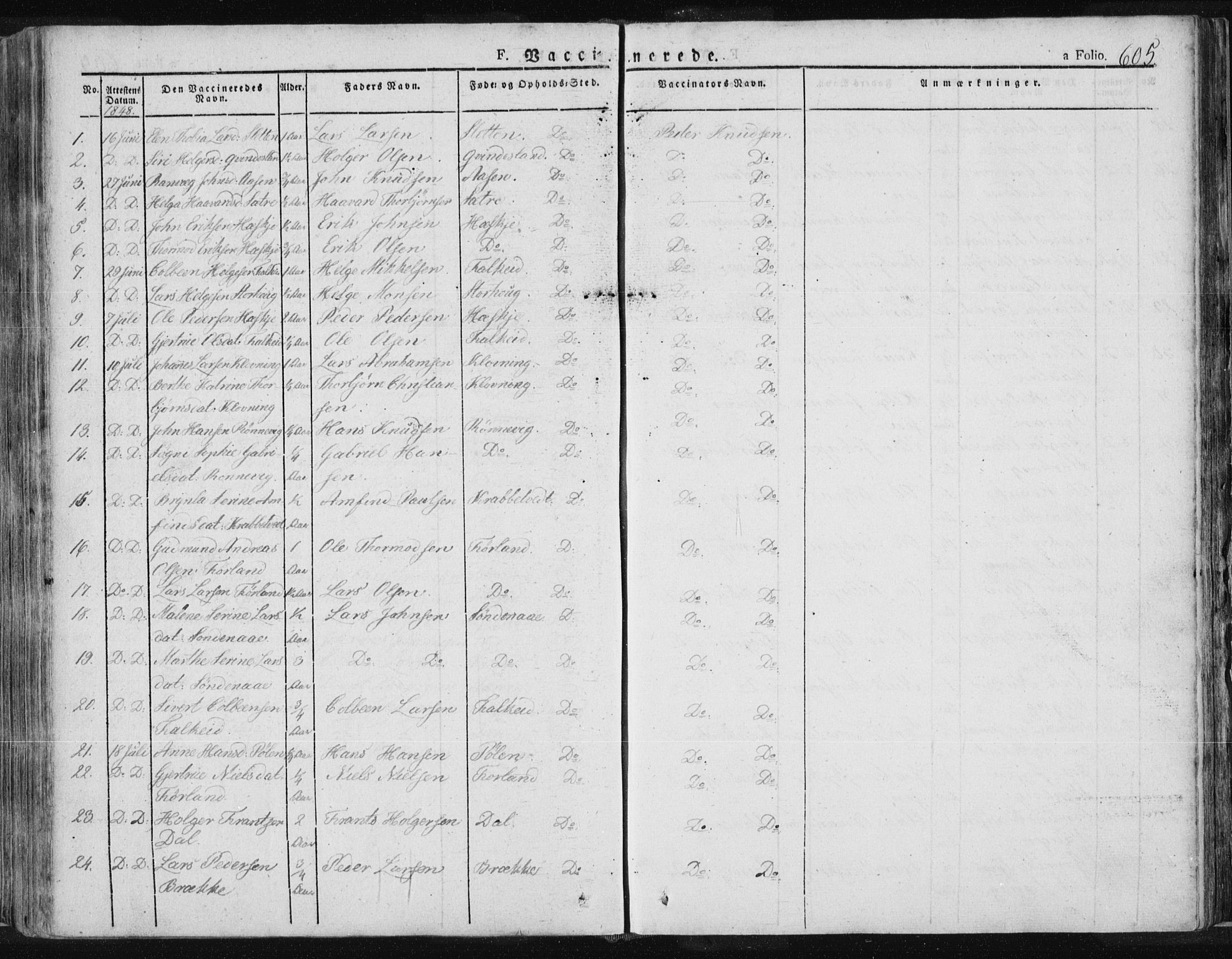 Tysvær sokneprestkontor, SAST/A -101864/H/Ha/Haa/L0001: Parish register (official) no. A 1.2, 1831-1856, p. 605