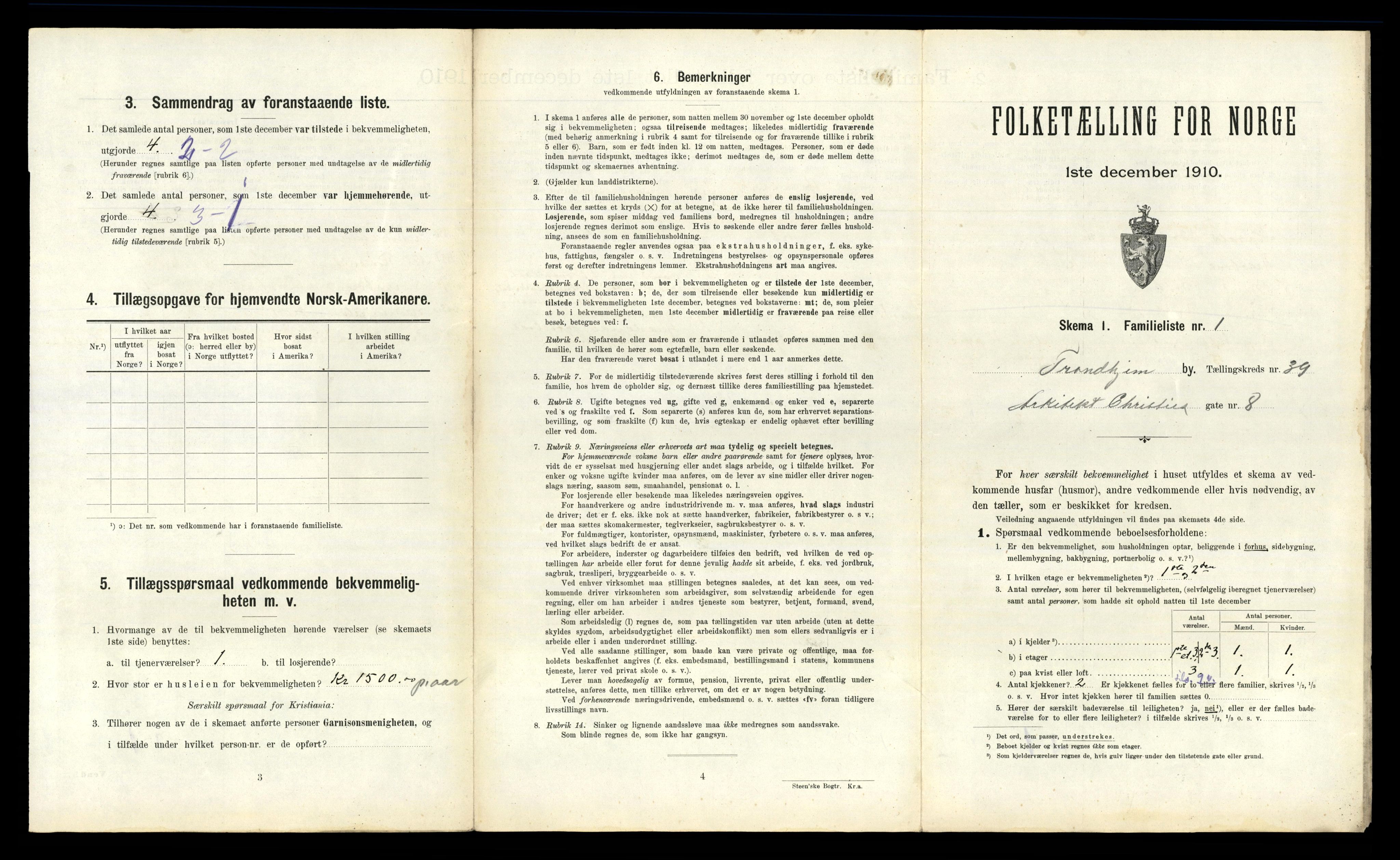 RA, 1910 census for Trondheim, 1910, p. 10459