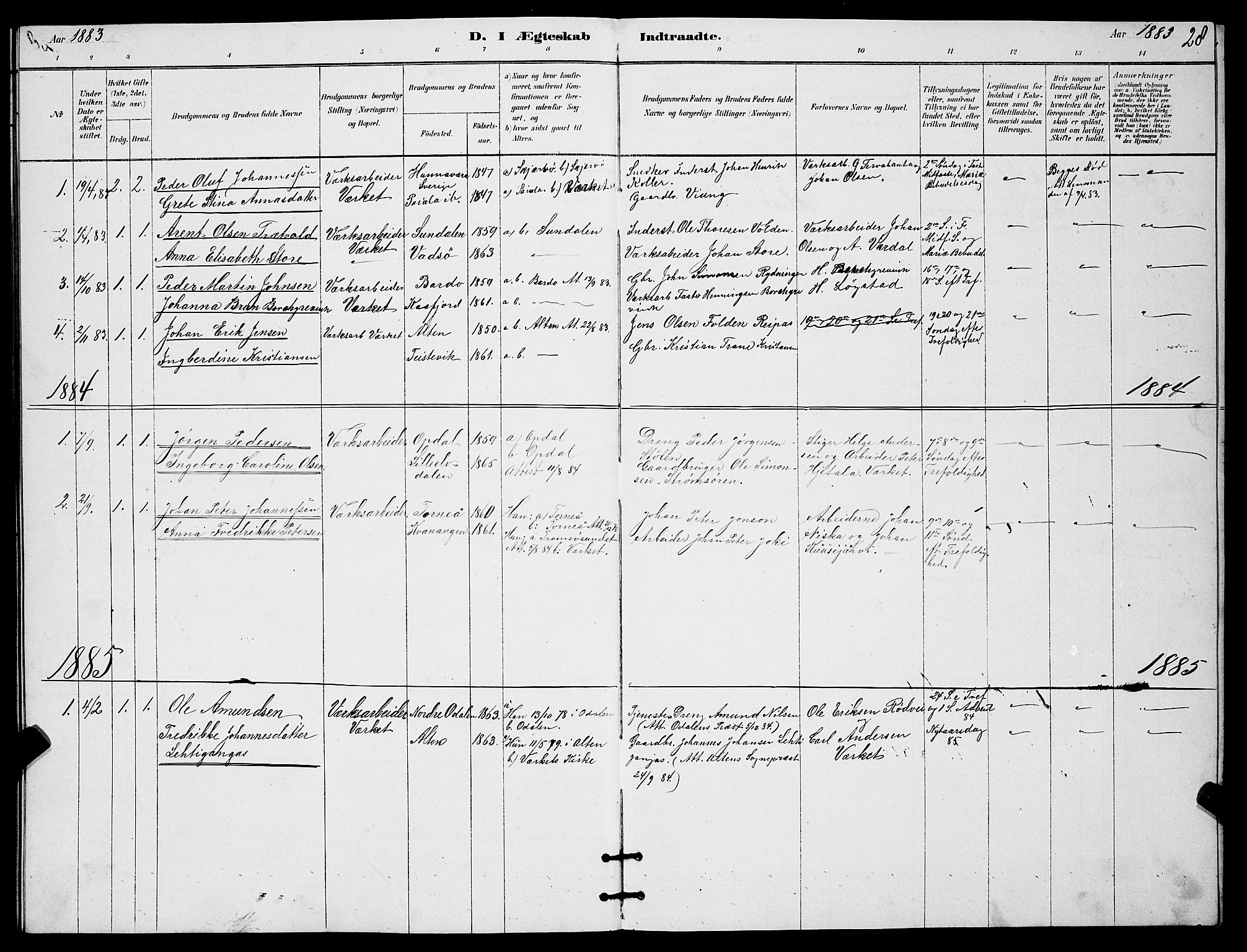 Berg sokneprestkontor, SATØ/S-1318/G/Ga/Gab/L0017klokker: Parish register (copy) no. 17, 1881-1887, p. 28