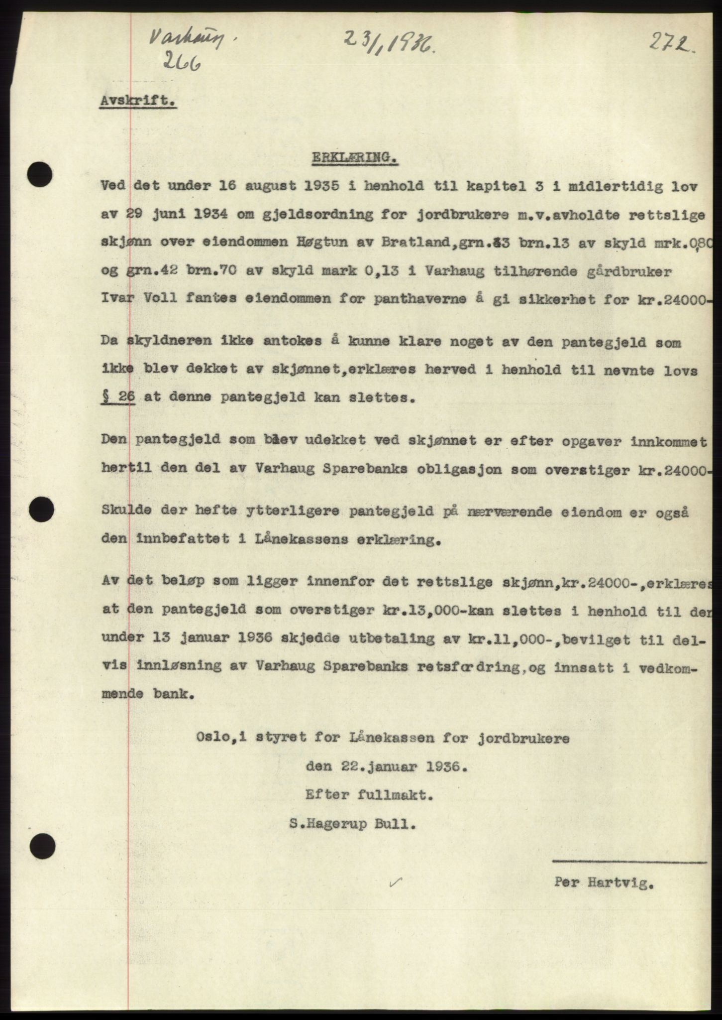 Jæren sorenskriveri, SAST/A-100310/03/G/Gba/L0064: Mortgage book no. 70, 1935-1936, Deed date: 23.01.1936