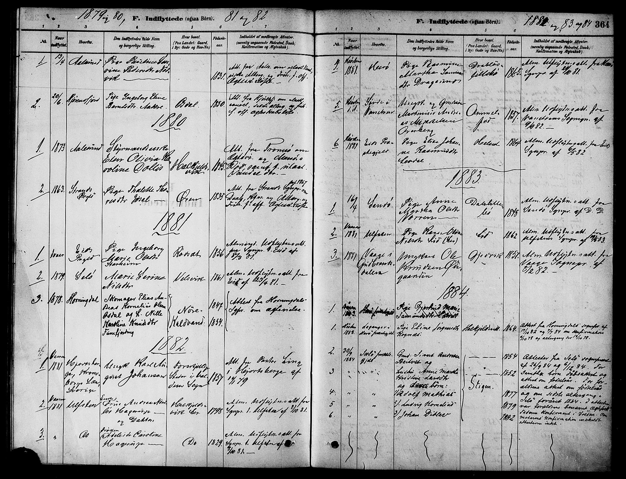 Ministerialprotokoller, klokkerbøker og fødselsregistre - Møre og Romsdal, AV/SAT-A-1454/511/L0141: Parish register (official) no. 511A08, 1878-1890, p. 364