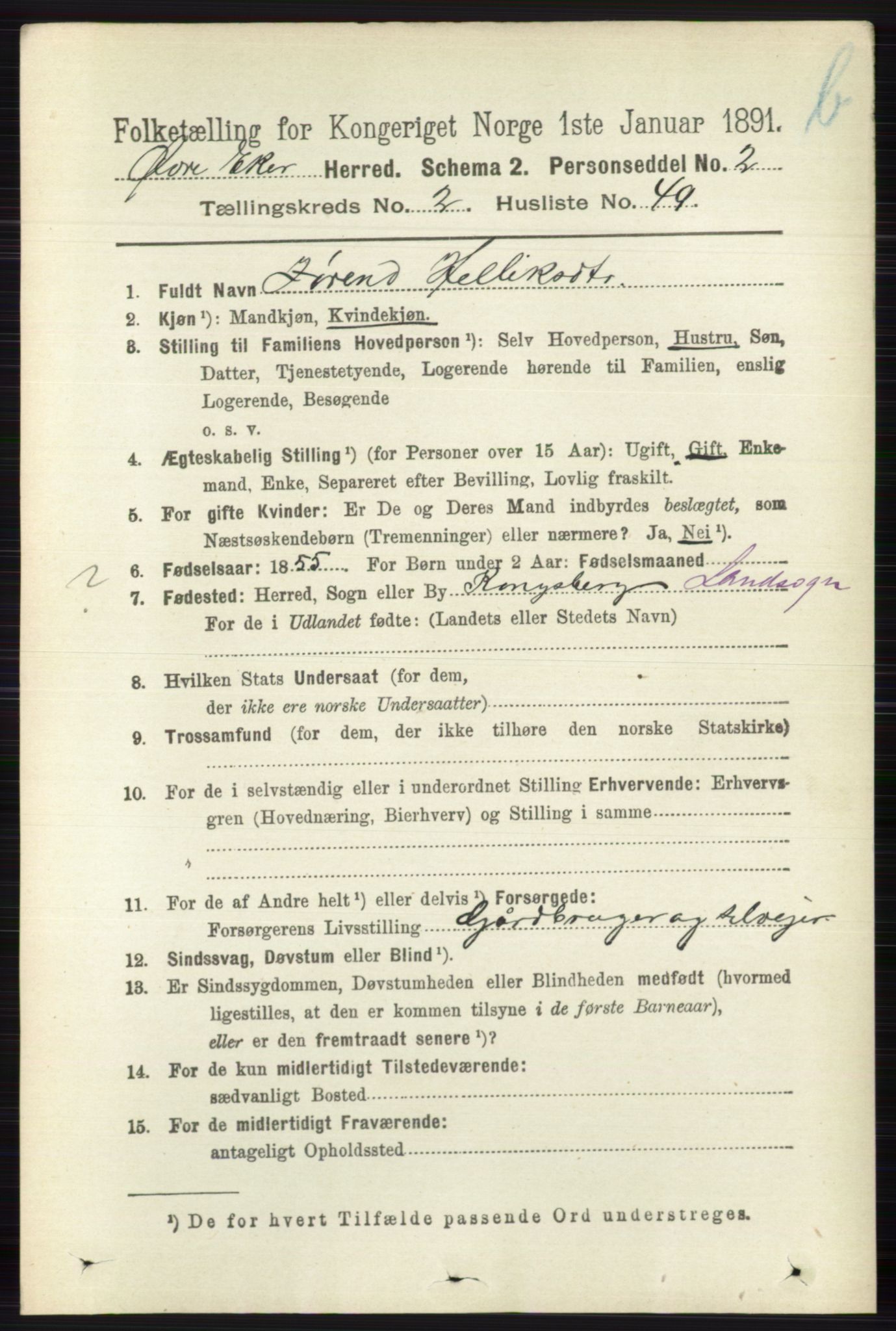 RA, 1891 census for 0624 Øvre Eiker, 1891, p. 8756
