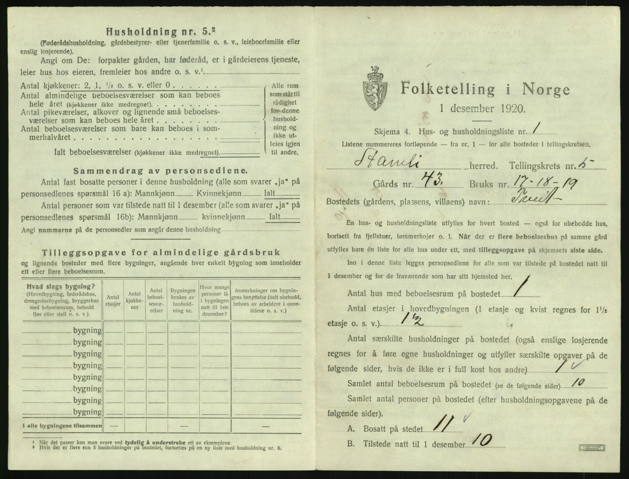 SAK, 1920 census for Åmli, 1920, p. 305