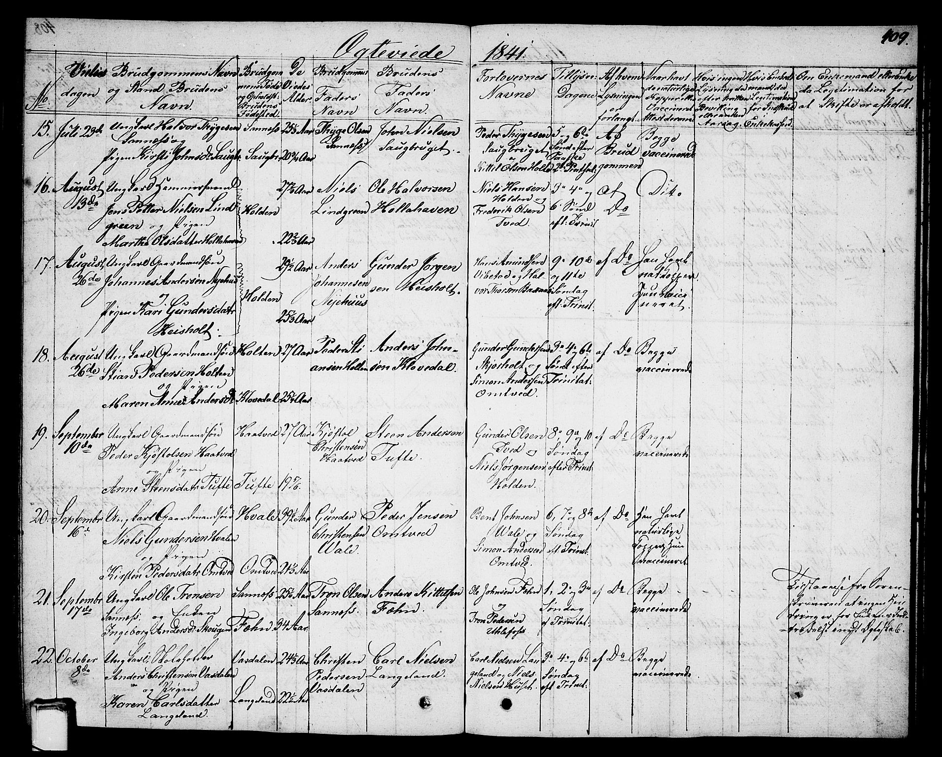 Holla kirkebøker, SAKO/A-272/G/Ga/L0002: Parish register (copy) no. I 2, 1830-1848, p. 409