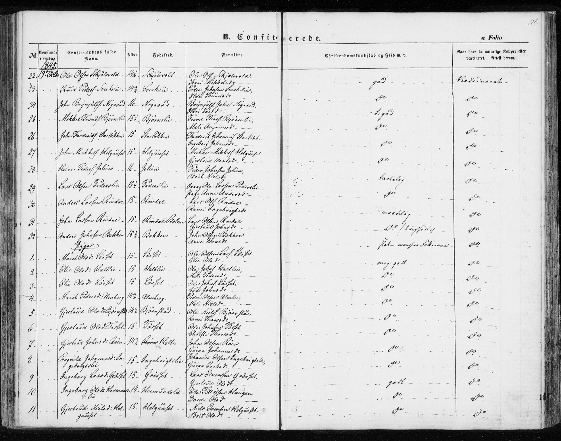 Ministerialprotokoller, klokkerbøker og fødselsregistre - Møre og Romsdal, SAT/A-1454/595/L1043: Parish register (official) no. 595A05, 1843-1851, p. 118