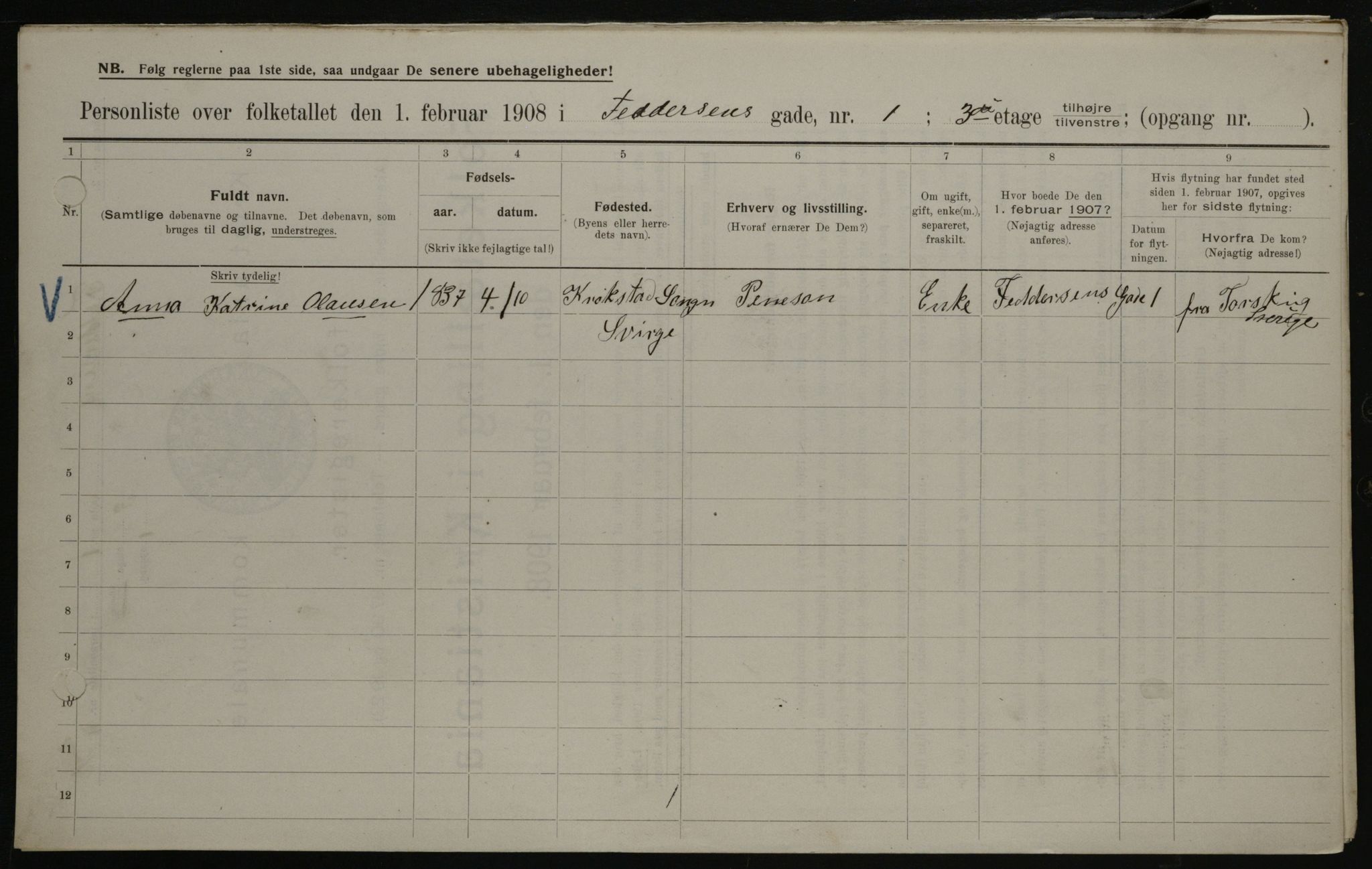 OBA, Municipal Census 1908 for Kristiania, 1908, p. 21821