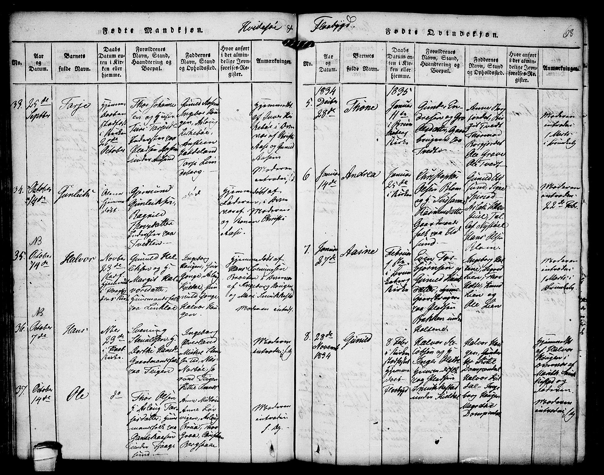 Kviteseid kirkebøker, SAKO/A-276/F/Fc/L0001: Parish register (official) no. III 1, 1815-1836, p. 68