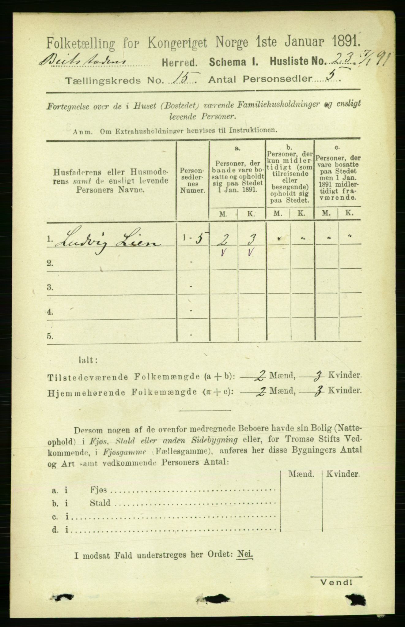 RA, 1891 census for 1727 Beitstad, 1891, p. 4006