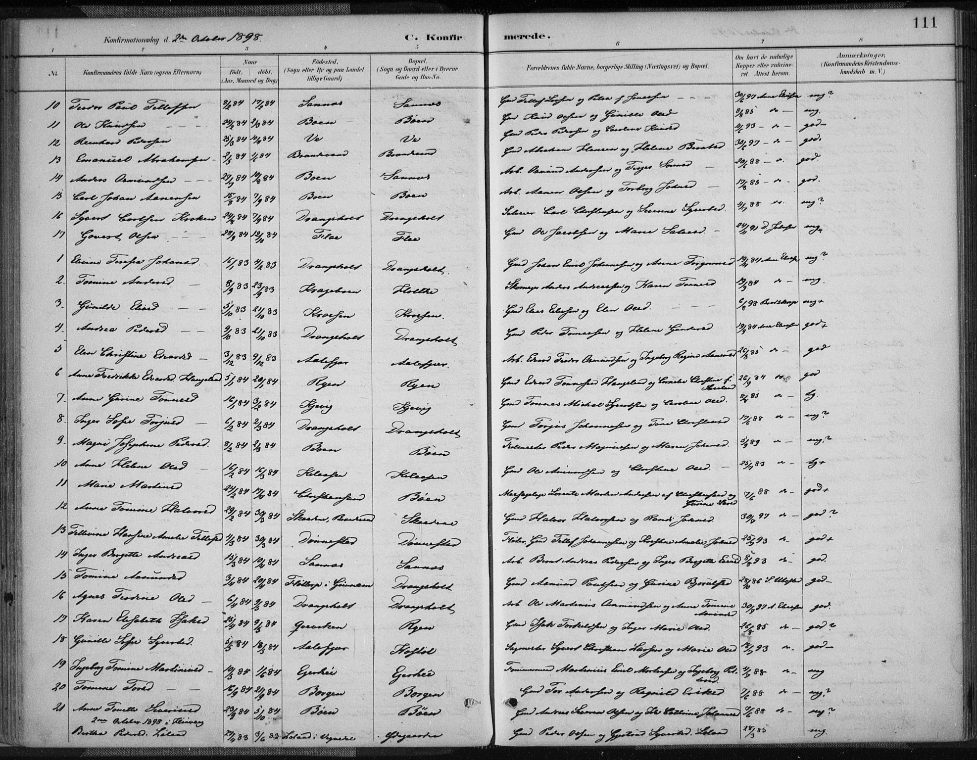 Tveit sokneprestkontor, SAK/1111-0043/F/Fa/L0007: Parish register (official) no. A 7, 1887-1908, p. 111