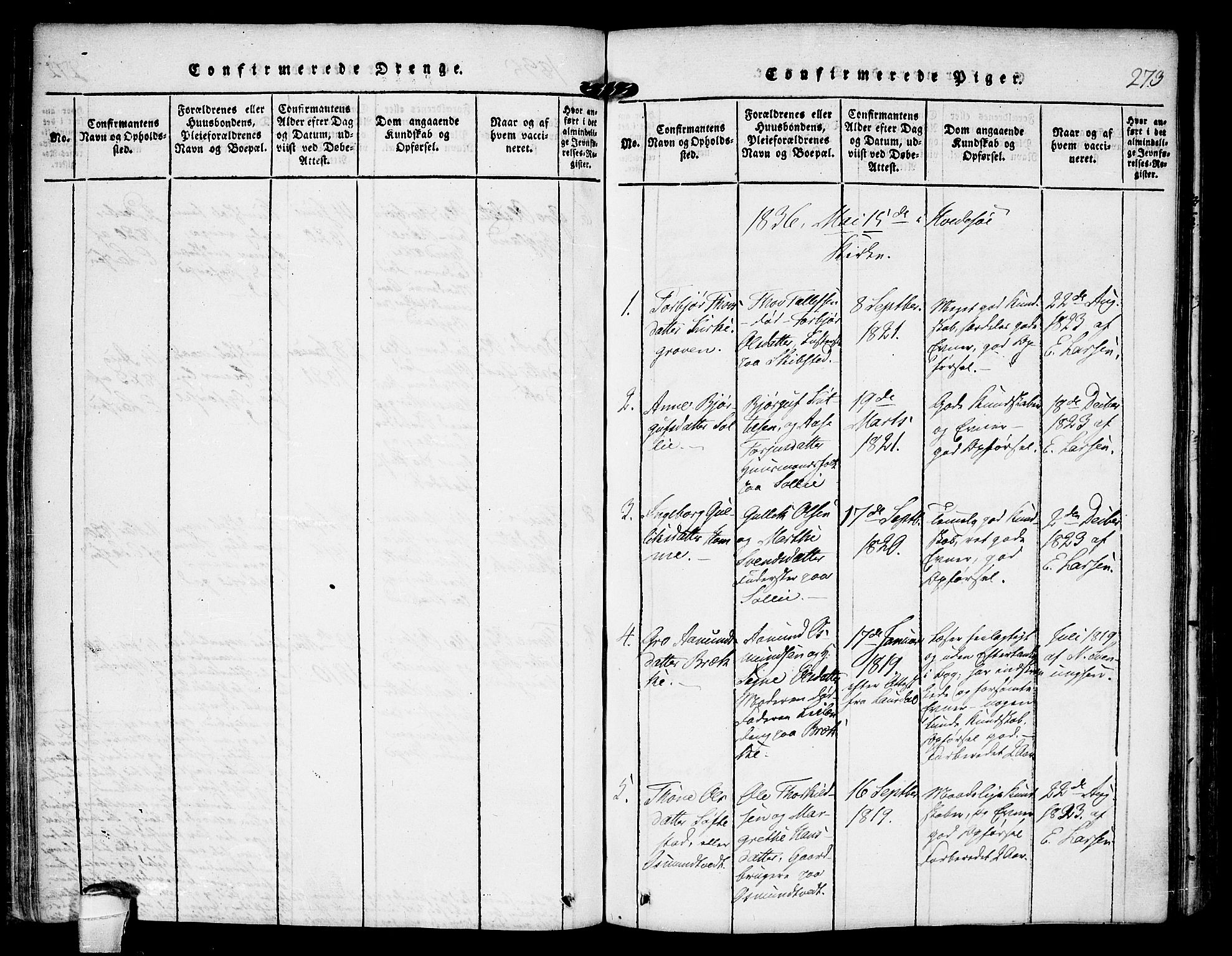 Kviteseid kirkebøker, SAKO/A-276/F/Fb/L0001: Parish register (official) no. II 1, 1815-1836, p. 273