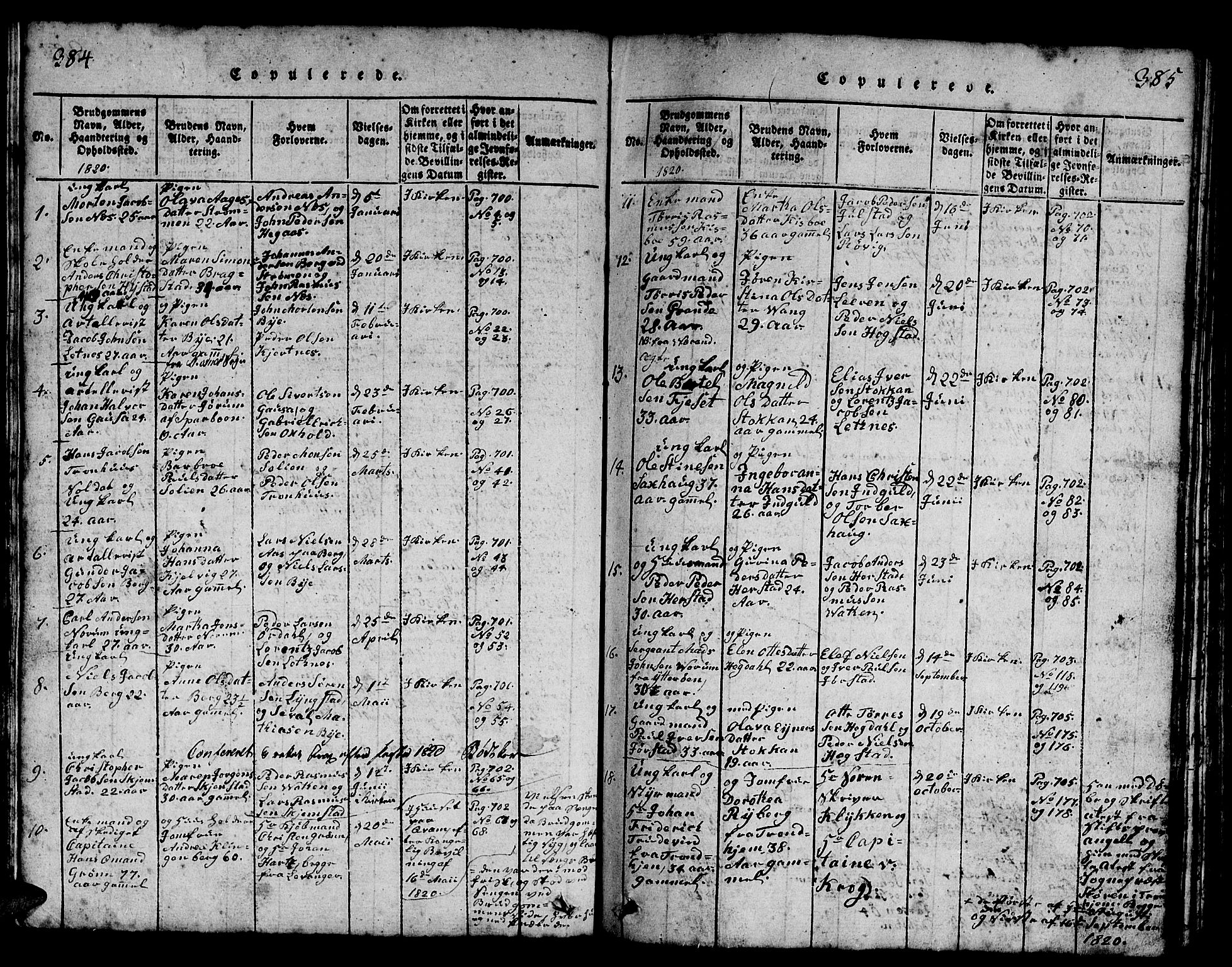 Ministerialprotokoller, klokkerbøker og fødselsregistre - Nord-Trøndelag, SAT/A-1458/730/L0298: Parish register (copy) no. 730C01, 1816-1849, p. 384-385