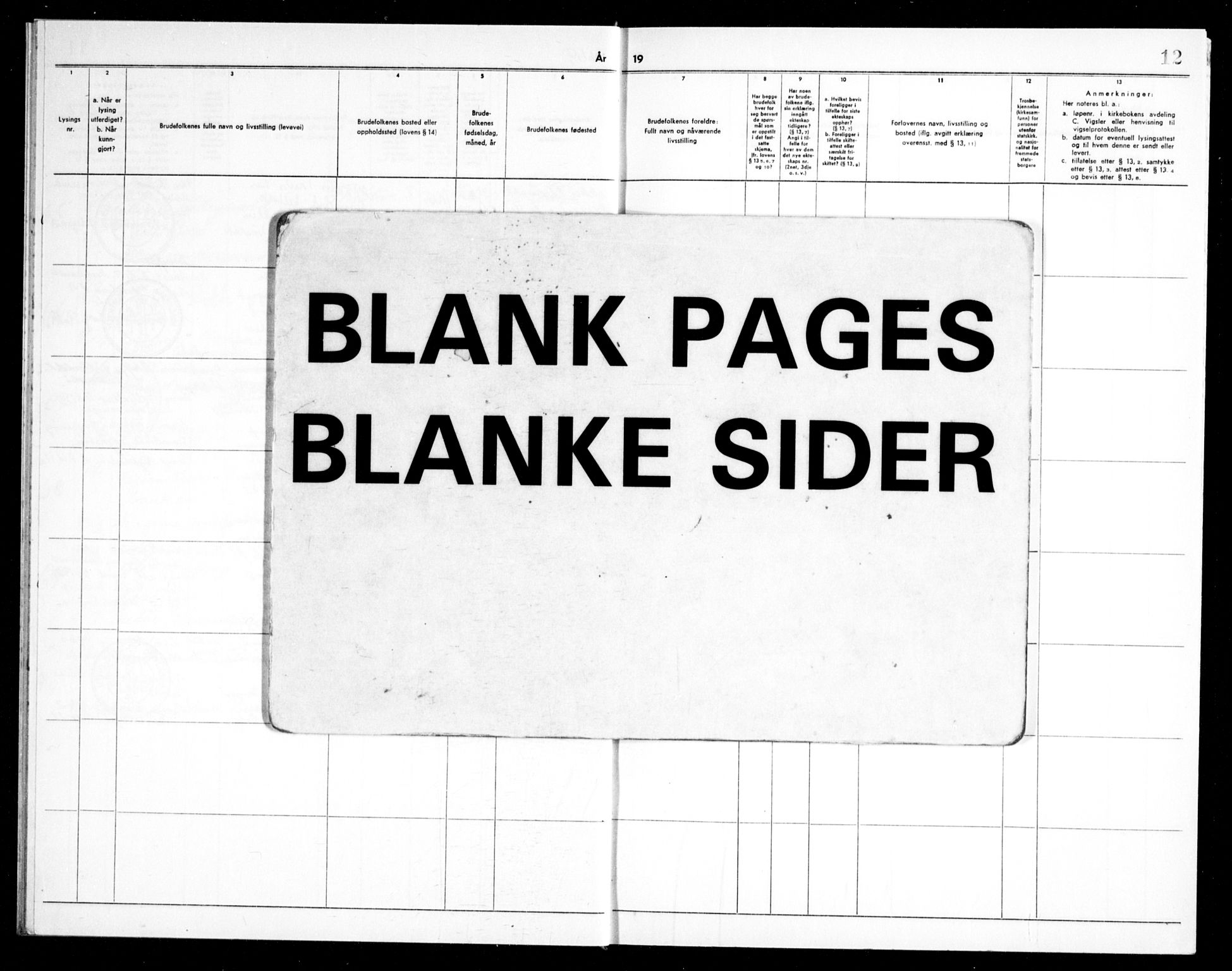 Nordstrand prestekontor Kirkebøker, AV/SAO-A-10362a/H/Ha/L0005: Banns register no. 5, 1968-1969, p. 12