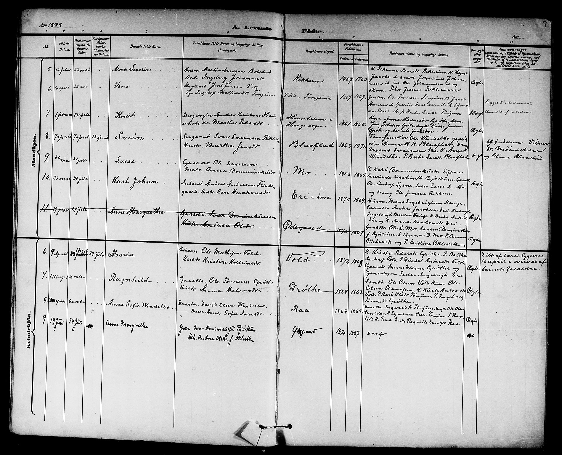 Lærdal sokneprestembete, AV/SAB-A-81201: Parish register (copy) no. A 1, 1897-1920, p. 7