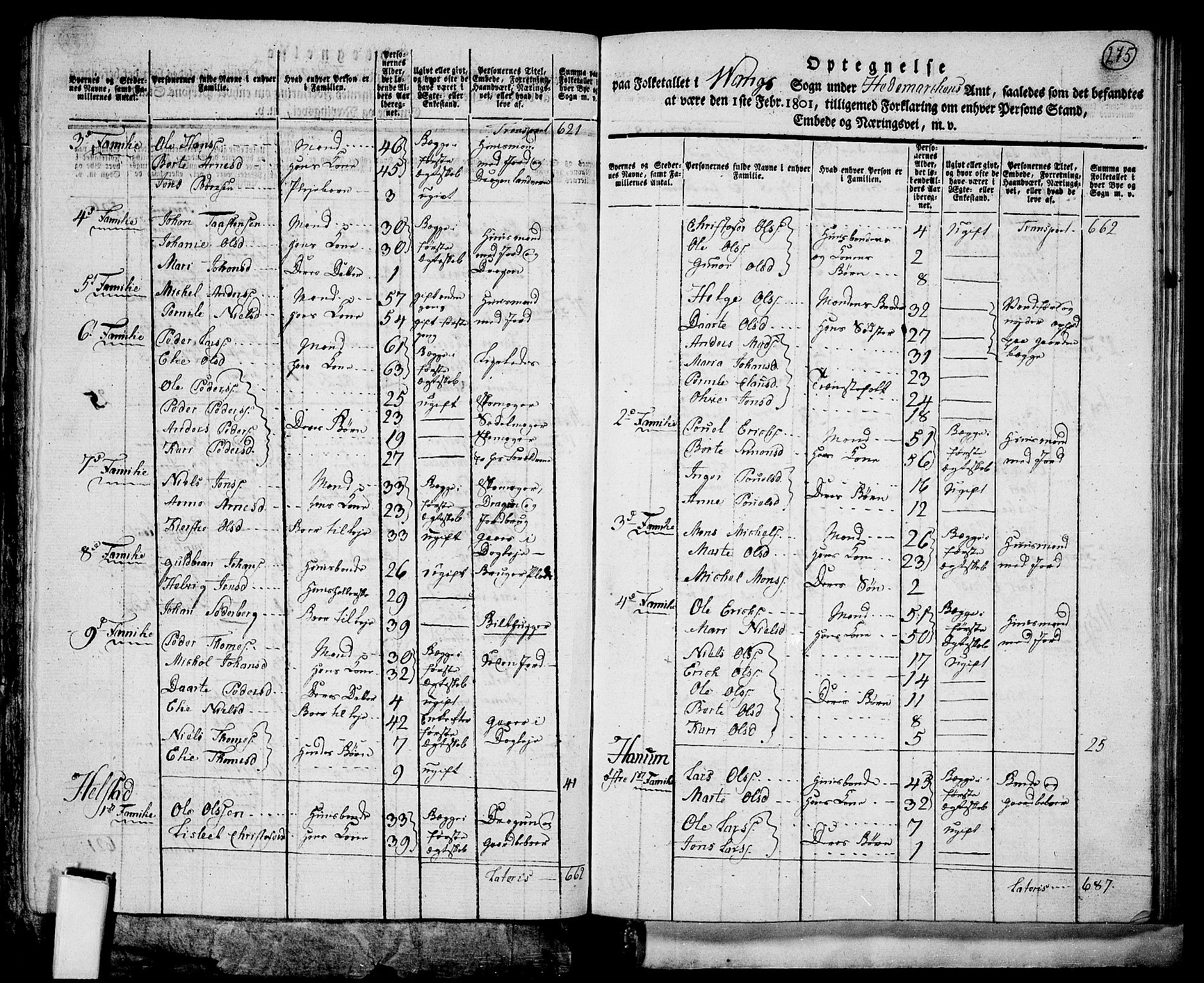 RA, 1801 census for 0414P Vang, 1801, p. 274b-275a