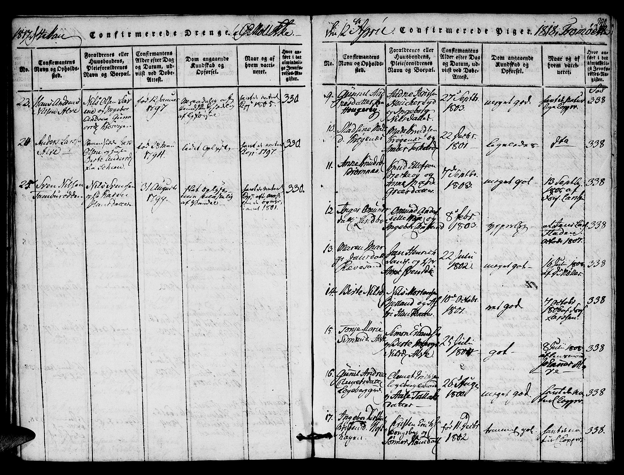 Austre Moland sokneprestkontor, AV/SAK-1111-0001/F/Fa/Faa/L0004: Parish register (official) no. A 4, 1816-1824, p. 240