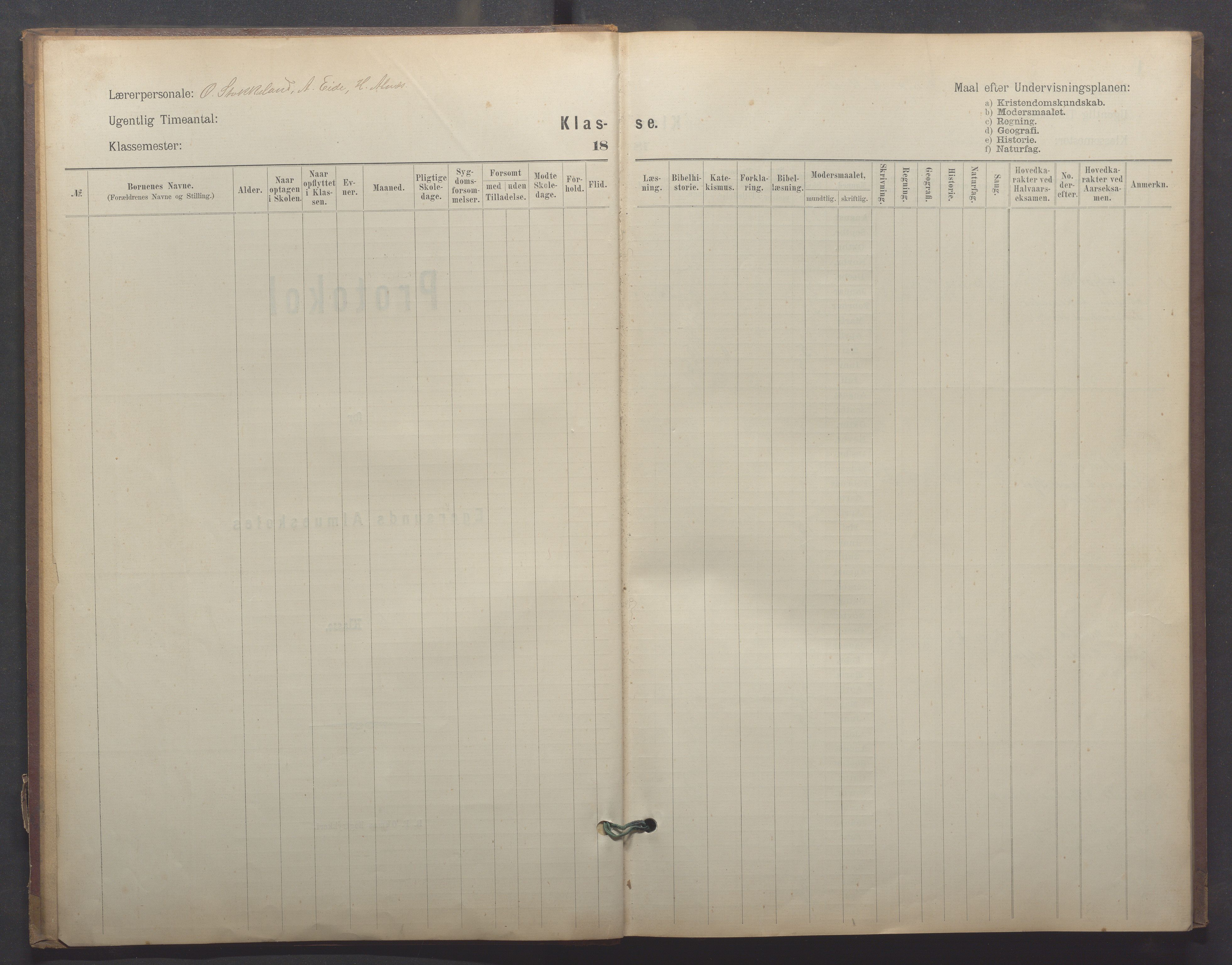 Egersund kommune (Ladested) - Egersund almueskole/folkeskole, IKAR/K-100521/H/L0023: Skoleprotokoll - Almueskolen, 6. klasse, 1886-1892