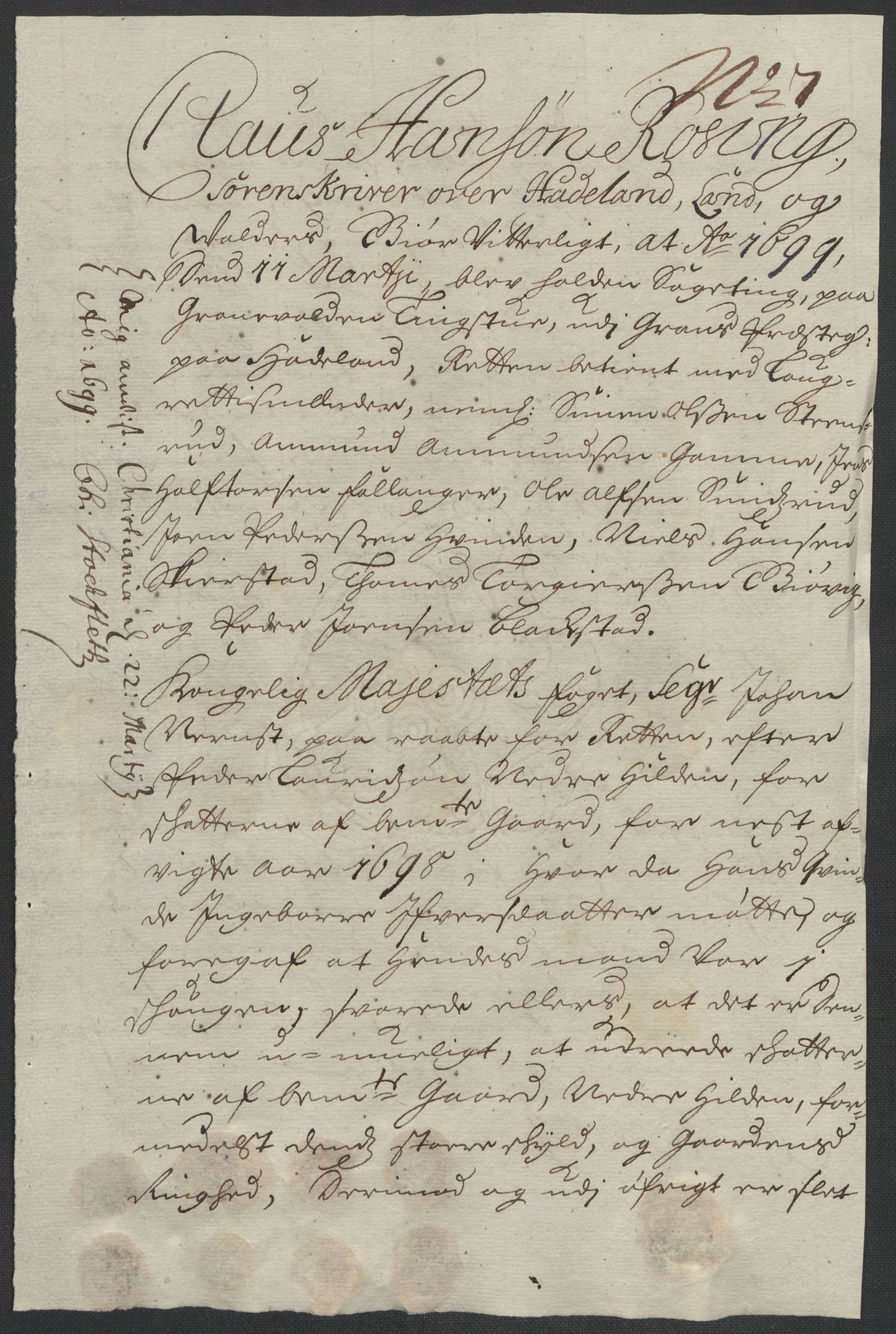 Rentekammeret inntil 1814, Reviderte regnskaper, Fogderegnskap, RA/EA-4092/R18/L1296: Fogderegnskap Hadeland, Toten og Valdres, 1698, p. 242