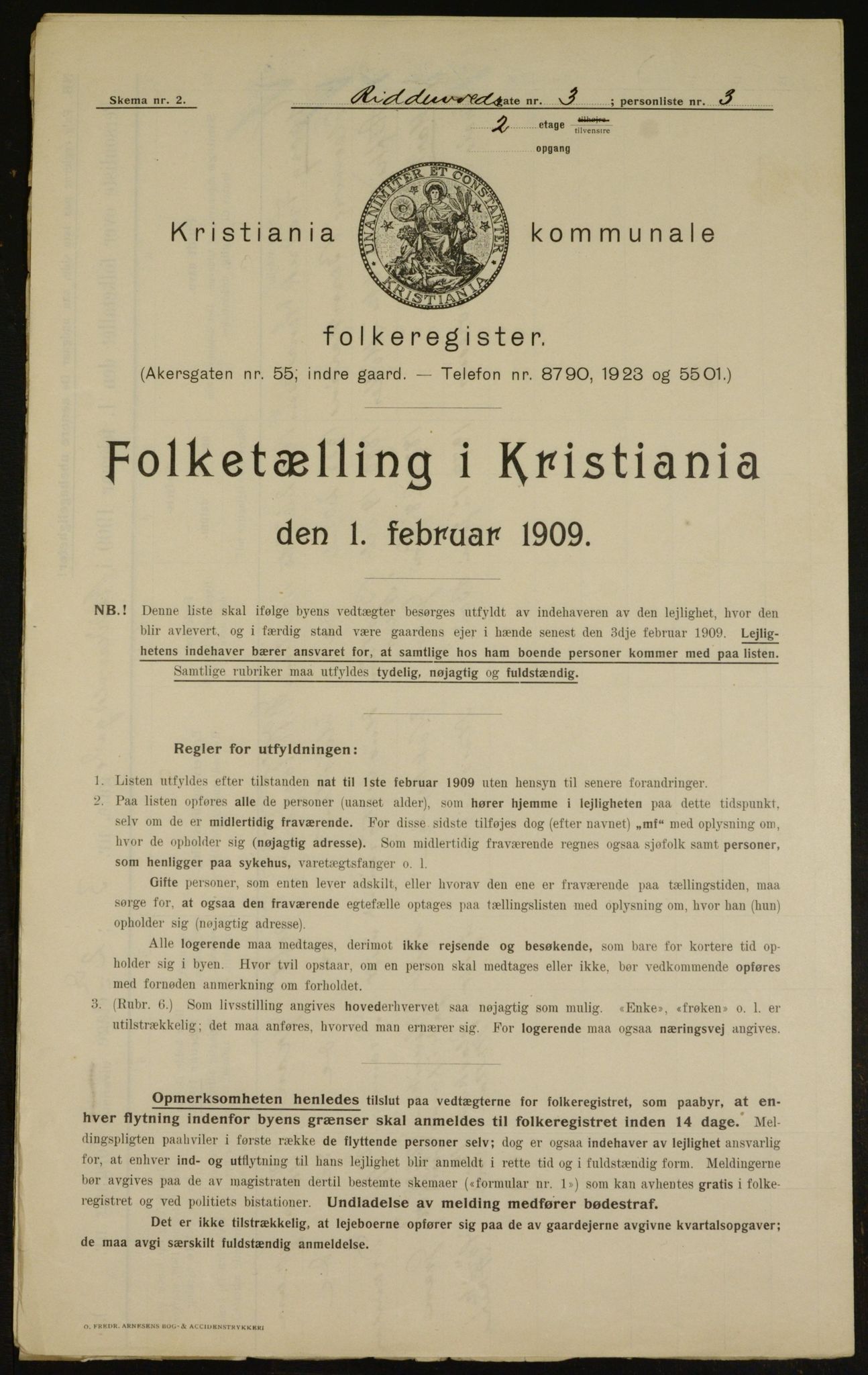 OBA, Municipal Census 1909 for Kristiania, 1909, p. 75292