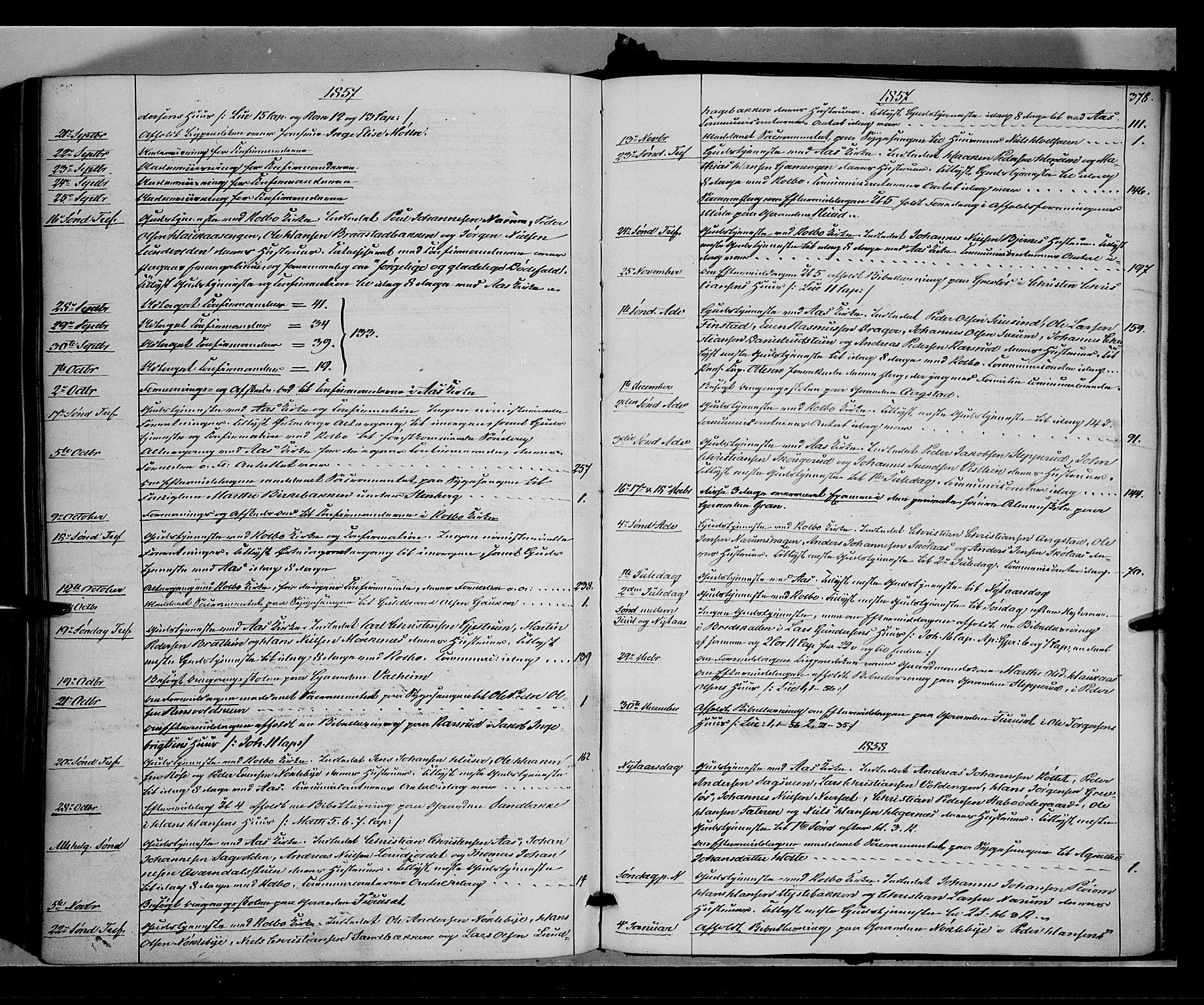 Vestre Toten prestekontor, SAH/PREST-108/H/Ha/Haa/L0006: Parish register (official) no. 6, 1856-1861, p. 378