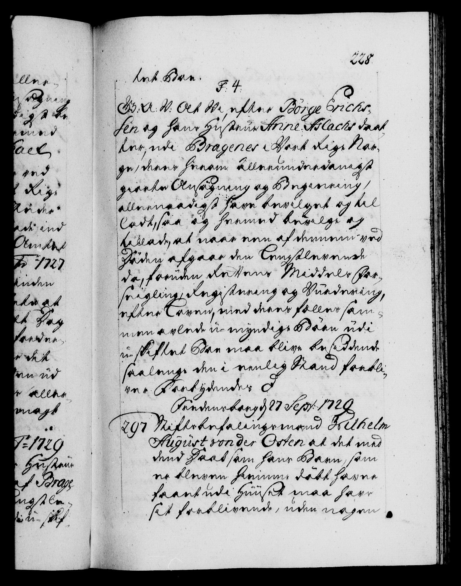 Danske Kanselli 1572-1799, AV/RA-EA-3023/F/Fc/Fca/Fcaa/L0026: Norske registre, 1729-1730, p. 228a